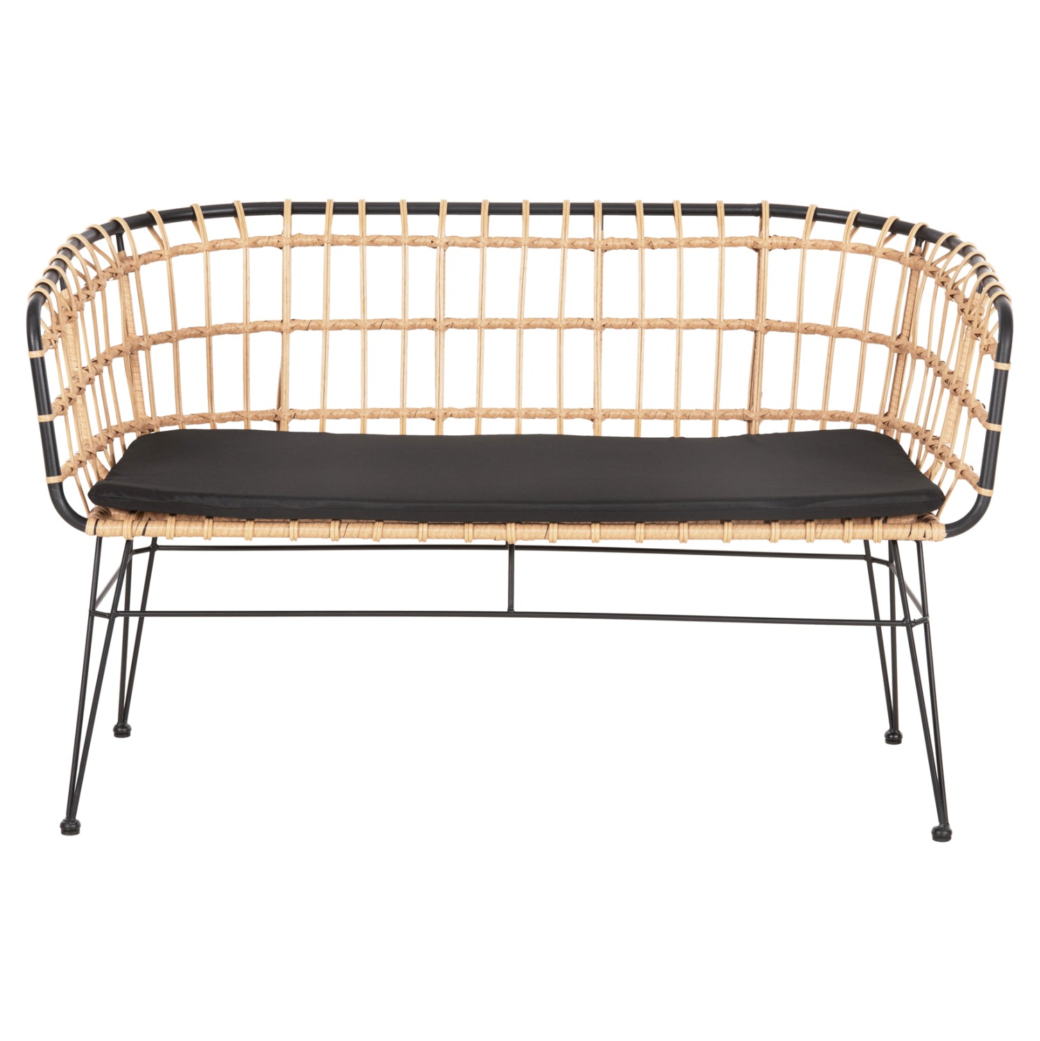 ΠΑΓΚΑΚΙ ΔΙΘΕΣΙΟ ALLEGRA HM5692.11 P.E.RATTAN ΜΠΕΖ-ΜΑΥΡΟΣ ΜΕΤΑΛ.ΣΚΕΛΕΤΟΣ 125x60x77Υεκ - Pakobazaar