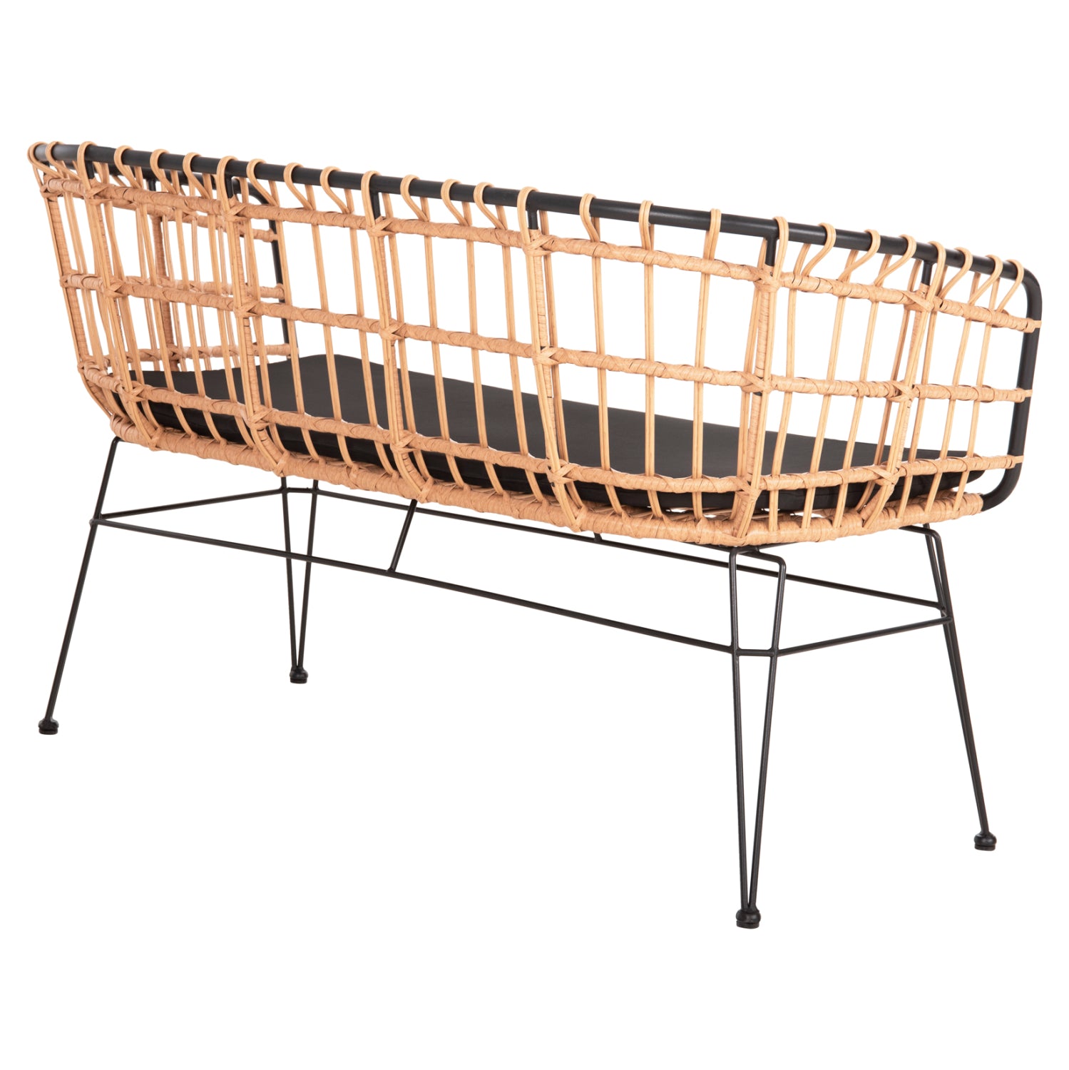 ΠΑΓΚΑΚΙ ΔΙΘΕΣΙΟ ALLEGRA HM5692.11 P.E.RATTAN ΜΠΕΖ-ΜΑΥΡΟΣ ΜΕΤΑΛ.ΣΚΕΛΕΤΟΣ 125x60x77Υεκ - Pakobazaar