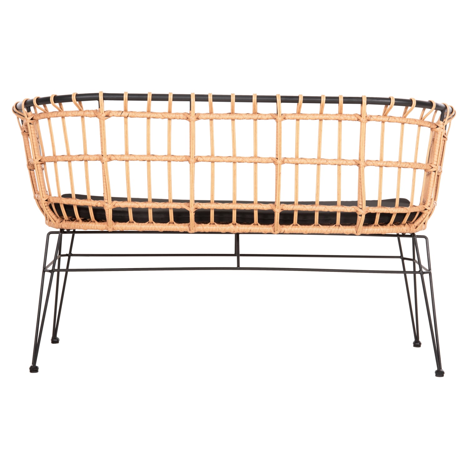 ΠΑΓΚΑΚΙ ΔΙΘΕΣΙΟ ALLEGRA HM5692.11 P.E.RATTAN ΜΠΕΖ-ΜΑΥΡΟΣ ΜΕΤΑΛ.ΣΚΕΛΕΤΟΣ 125x60x77Υεκ - Pakobazaar