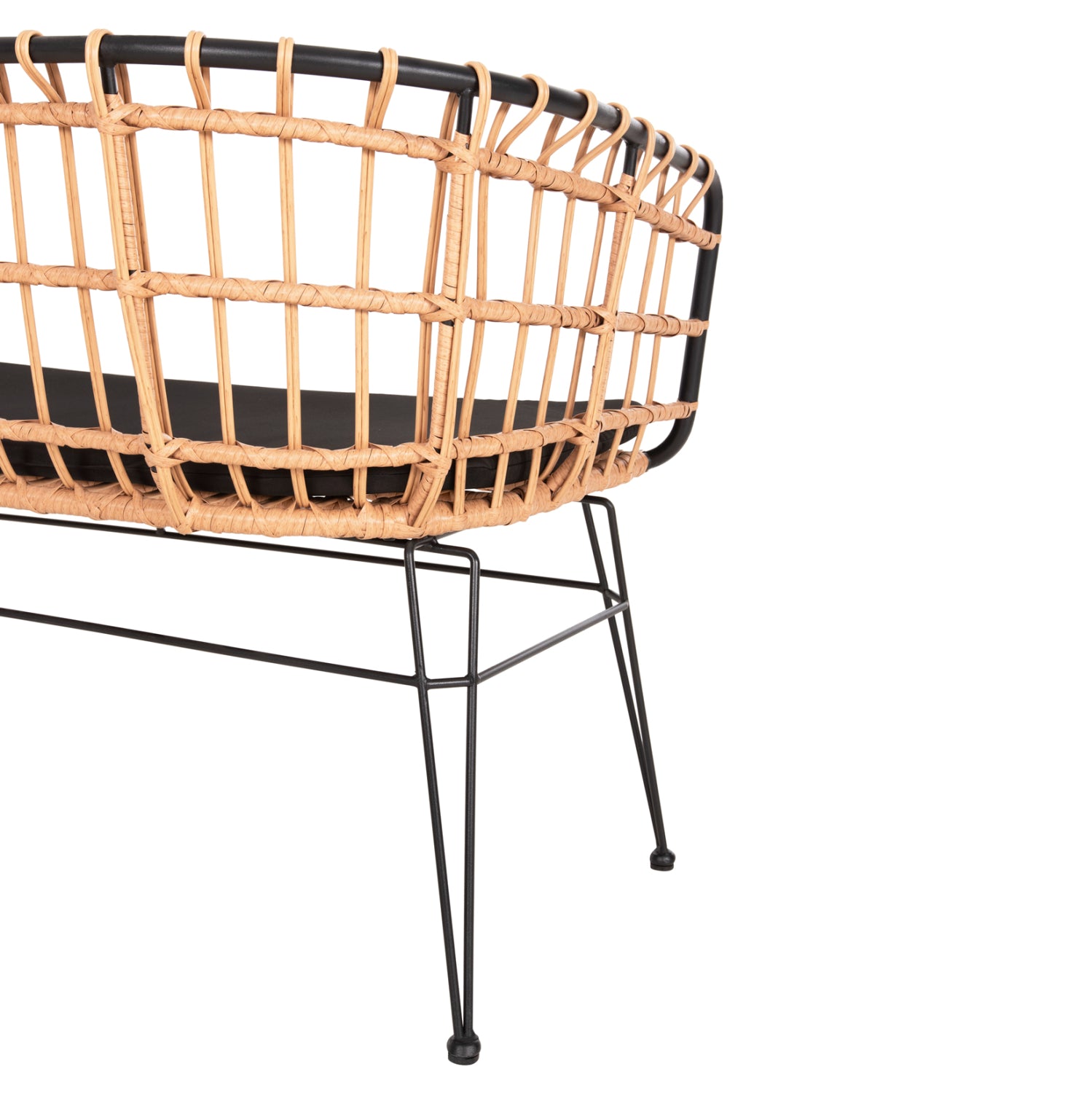 ΠΑΓΚΑΚΙ ΔΙΘΕΣΙΟ ALLEGRA HM5692.11 P.E.RATTAN ΜΠΕΖ-ΜΑΥΡΟΣ ΜΕΤΑΛ.ΣΚΕΛΕΤΟΣ 125x60x77Υεκ - Pakobazaar