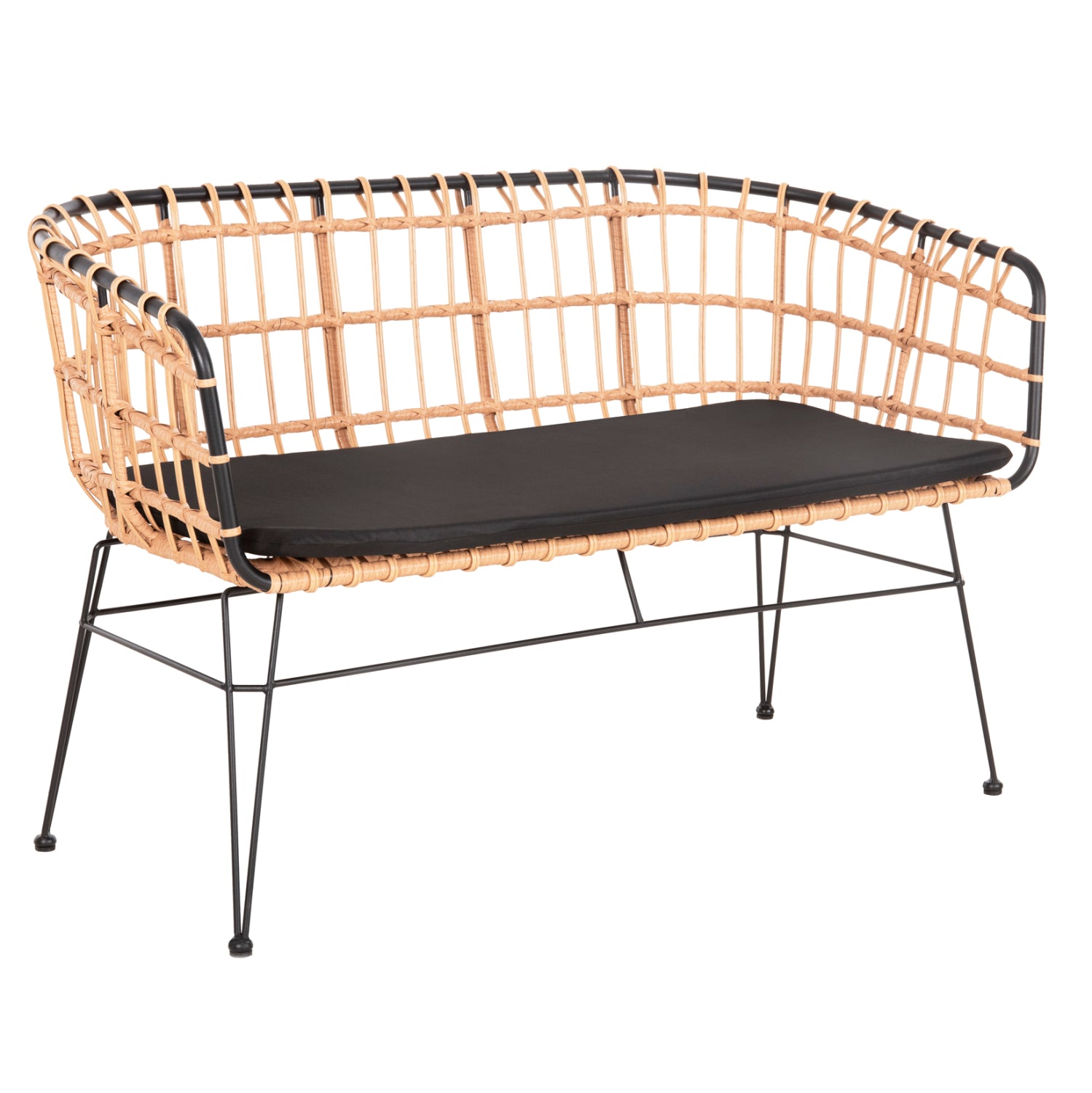 ΠΑΓΚΑΚΙ ΔΙΘΕΣΙΟ ALLEGRA HM5692.11 P.E.RATTAN ΜΠΕΖ-ΜΑΥΡΟΣ ΜΕΤΑΛ.ΣΚΕΛΕΤΟΣ 125x60x77Υεκ - Pakobazaar