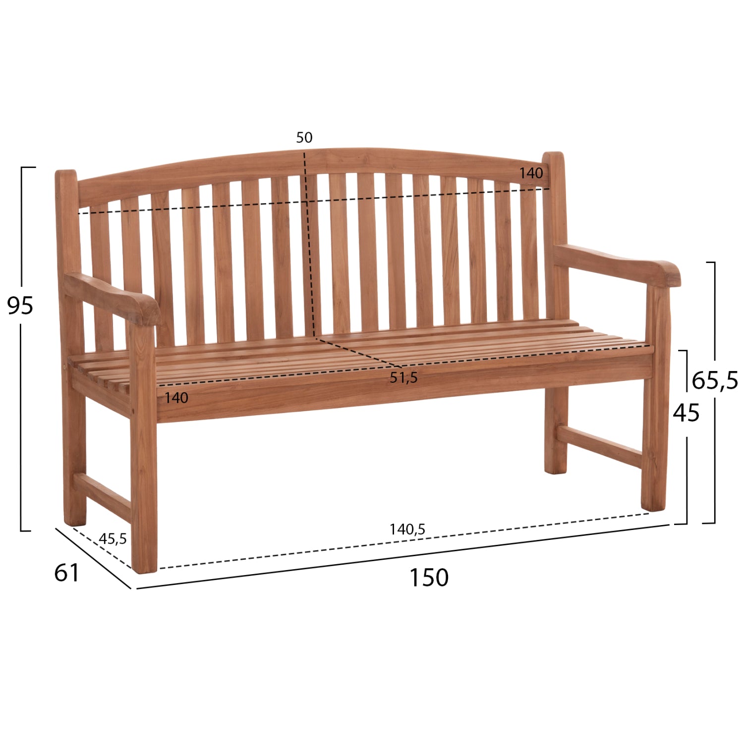 ΠΑΓΚΑΚΙ ΚΗΠΟΥ 3ΘΕΣΙΟ ELENA HM18125 ΞΥΛΟ TEAK--ΦΥΣΙΚΟ 150x61x95Υεκ. - Pakobazaar