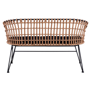 ΠΑΓΚΑΚΙ ΜΕΤΑΛΛΙΚΟ ALLEGRA HM5692 ΜΕ WICKER ΜΑΥΡΟ-ΜΠΕΖ 124x57x77Υ εκ. - Pakobazaar