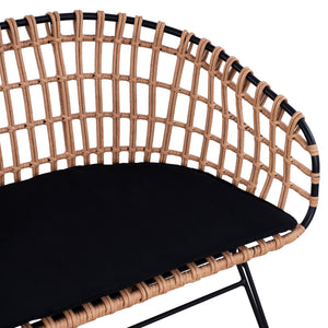 ΠΑΓΚΑΚΙ ΜΕΤΑΛΛΙΚΟ ALLEGRA HM5692 ΜΕ WICKER ΜΑΥΡΟ-ΜΠΕΖ 124x57x77Υ εκ. - Pakobazaar