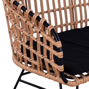ΠΑΓΚΑΚΙ ΜΕΤΑΛΛΙΚΟ ALLEGRA HM5692 ΜΕ WICKER ΜΑΥΡΟ-ΜΠΕΖ 124x57x77Υ εκ. - Pakobazaar
