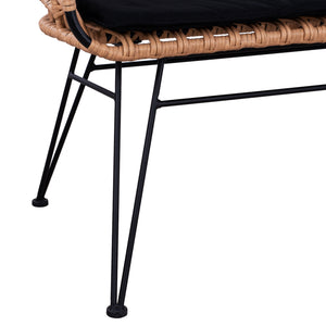 ΠΑΓΚΑΚΙ ΜΕΤΑΛΛΙΚΟ ALLEGRA HM5692 ΜΕ WICKER ΜΑΥΡΟ-ΜΠΕΖ 124x57x77Υ εκ. - Pakobazaar