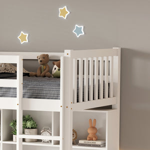 ΠΑΙΔΙΚH KOYKETA τ.MONTESSORI ΜΕ ΓΡΑΦΕΙΟ & ΒΙΒΛΙΟΘΗΚΗ LIBRO HM708.03 ΞΥΛΟ ΠΕΥΚΟΥ ΛΕΥΚΟ- 90x190εκ - Pakobazaar