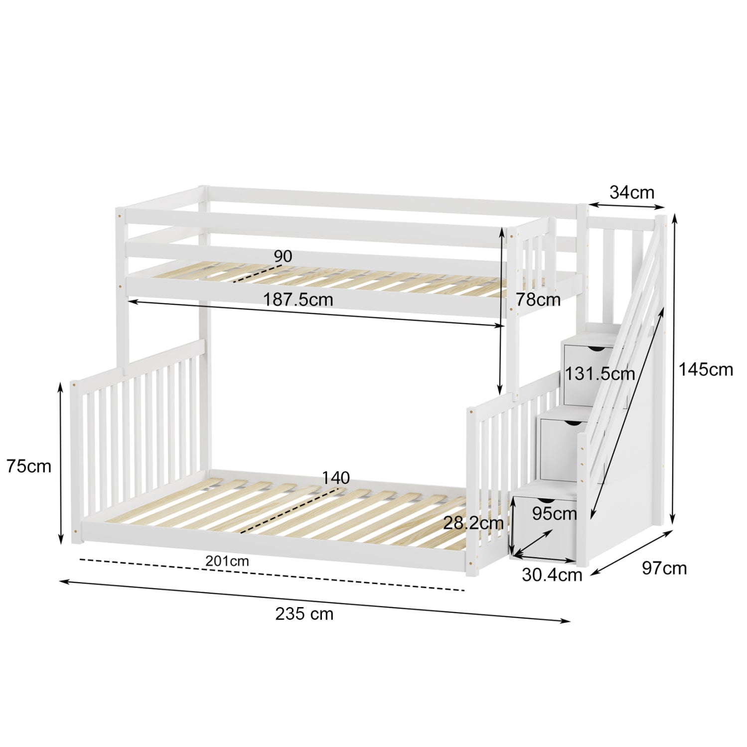 ΠΑΙΔΙΚH ΚΟΥΚΕΤΑ τ.MONTESSORI BEAMER HM711.03 ΞΥΛΟ ΠΕΥΚΟΥ ΣΕ ΛΕΥΚΟ-ΣΤΡΩΜΑΤΑ 90-140x190εκ - Pakobazaar