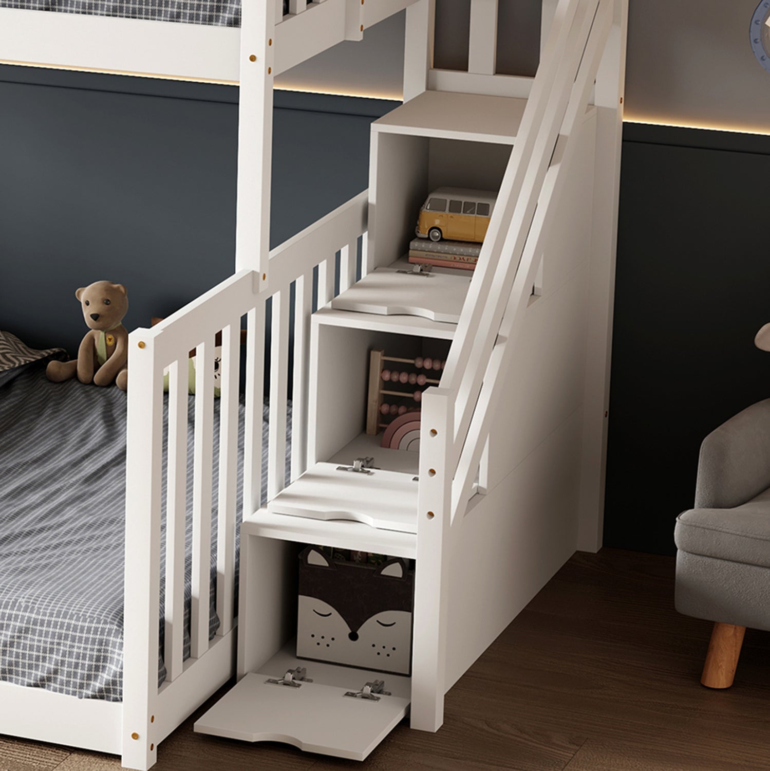 ΠΑΙΔΙΚH ΚΟΥΚΕΤΑ τ.MONTESSORI BEAMER HM711.03 ΞΥΛΟ ΠΕΥΚΟΥ ΣΕ ΛΕΥΚΟ-ΣΤΡΩΜΑΤΑ 90-140x190εκ - Pakobazaar