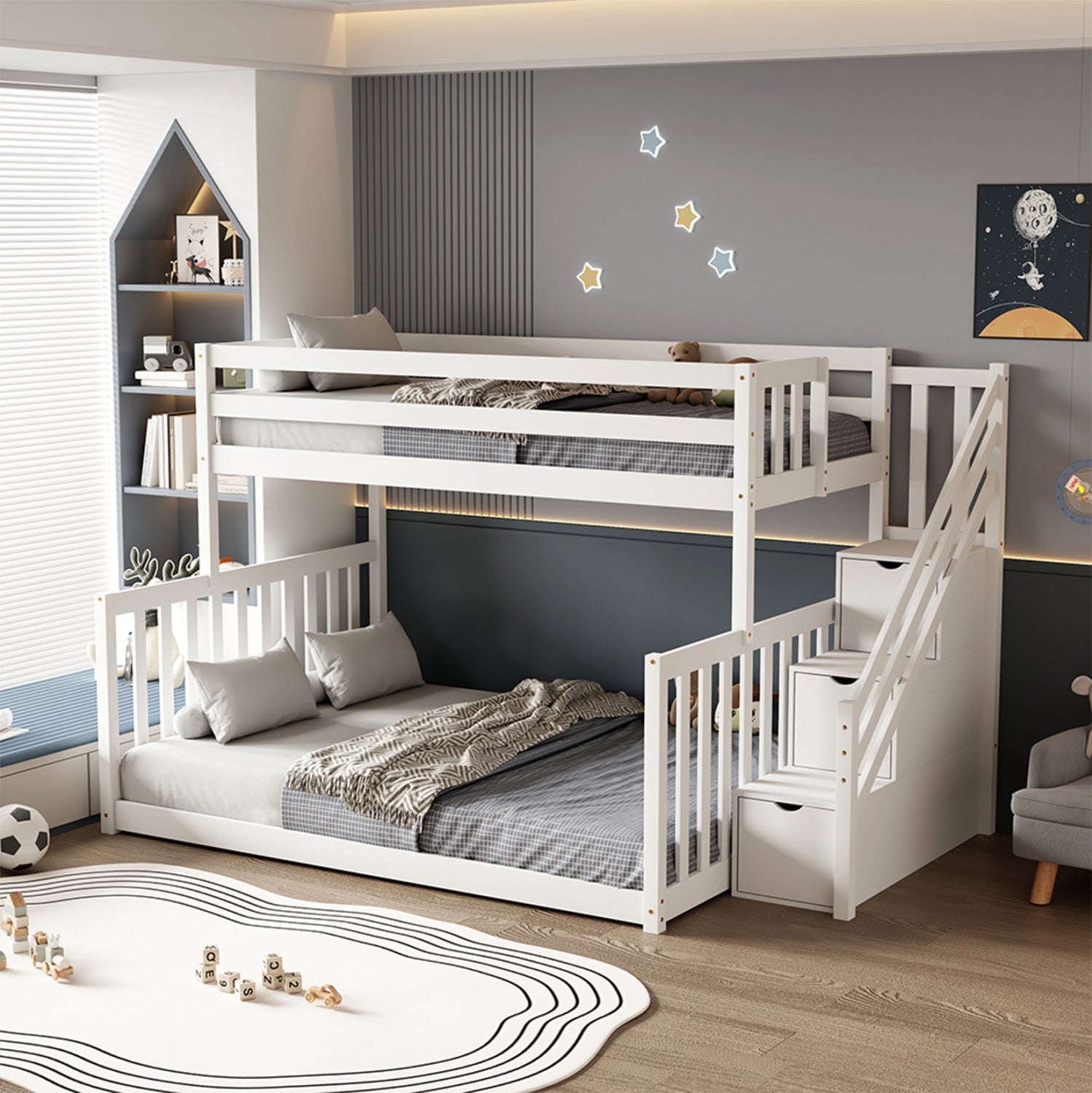 ΠΑΙΔΙΚH ΚΟΥΚΕΤΑ τ.MONTESSORI BEAMER HM711.03 ΞΥΛΟ ΠΕΥΚΟΥ ΣΕ ΛΕΥΚΟ-ΣΤΡΩΜΑΤΑ 90-140x190εκ - Pakobazaar