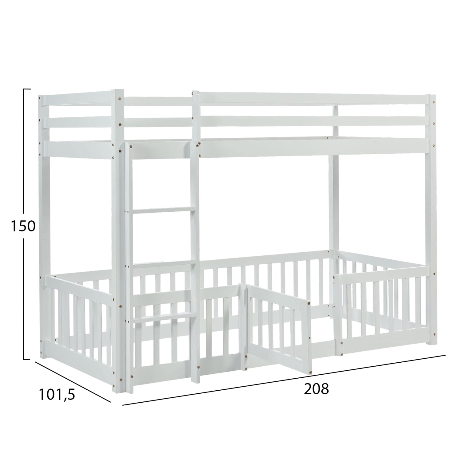 ΠΑΙΔΙΚΗ ΚΟΥΚΕΤΑ τ.MONTESSORI ΜΕ ΠΑΡΚΑΚΙ PLAYKID HM703.03 ΞΥΛΟ ΠΕΥΚΟΥ ΛΕΥΚΟ ΓΙΑ 190x90εκ - Pakobazaar