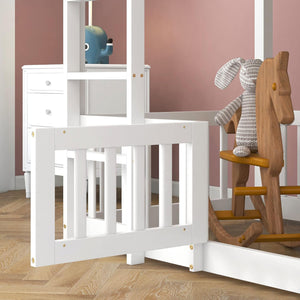 ΠΑΙΔΙΚΗ ΚΟΥΚΕΤΑ τ.MONTESSORI ΜΕ ΠΑΡΚΑΚΙ PLAYKID HM703.03 ΞΥΛΟ ΠΕΥΚΟΥ ΛΕΥΚΟ ΓΙΑ 190x90εκ - Pakobazaar