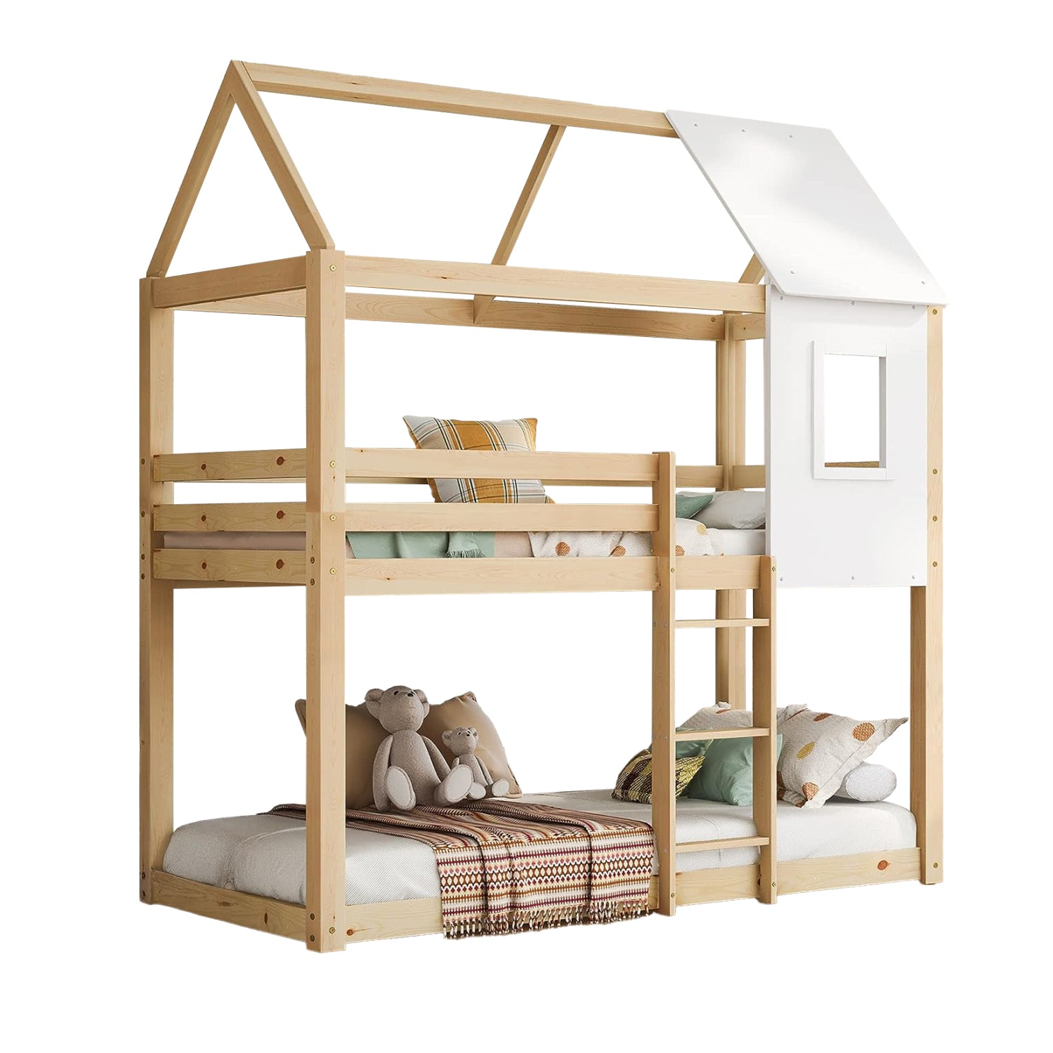 ΠΑΙΔΙΚΗ ΚΟΥΚΕΤΑ ΣΠΙΤΑΚΙ τ.MONTESSORI HOOD HM705.01 ΞΥΛΟ ΠΕΥΚΟΥ ΣΕ ΦΥΣΙΚΟ-ΣΤΡΩΜΑΤΑ 190x90εκ - Pakobazaar