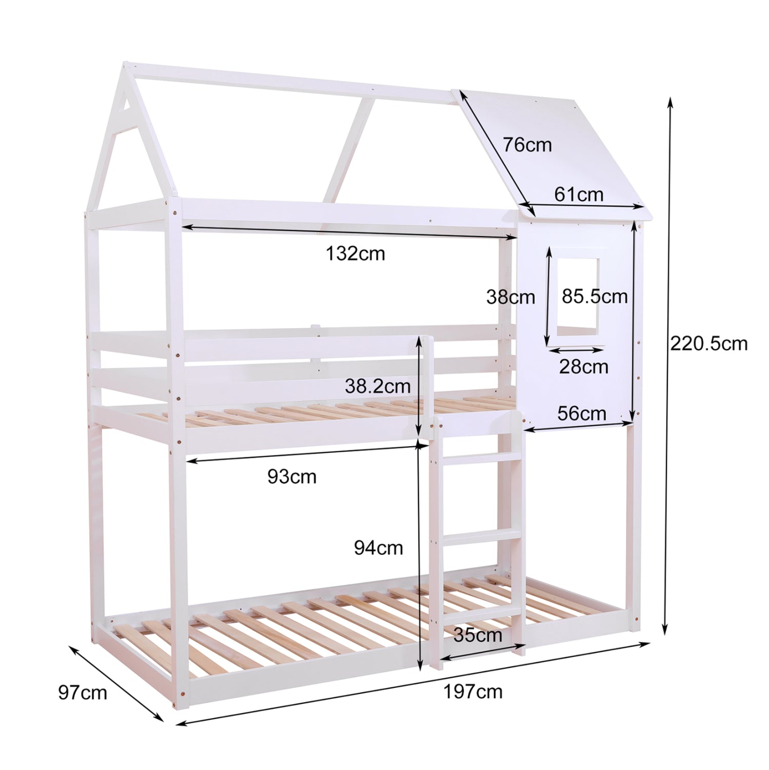 ΠΑΙΔΙΚΗ ΚΟΥΚΕΤΑ ΣΠΙΤΑΚΙ  τ.MONTESSORI HOOD HM705.03 ΞΥΛΟ ΠΕΥΚΟΥ ΣΕ ΛΕΥΚΟ-ΣΤΡΩΜΑΤΑ 190x90εκ - Pakobazaar