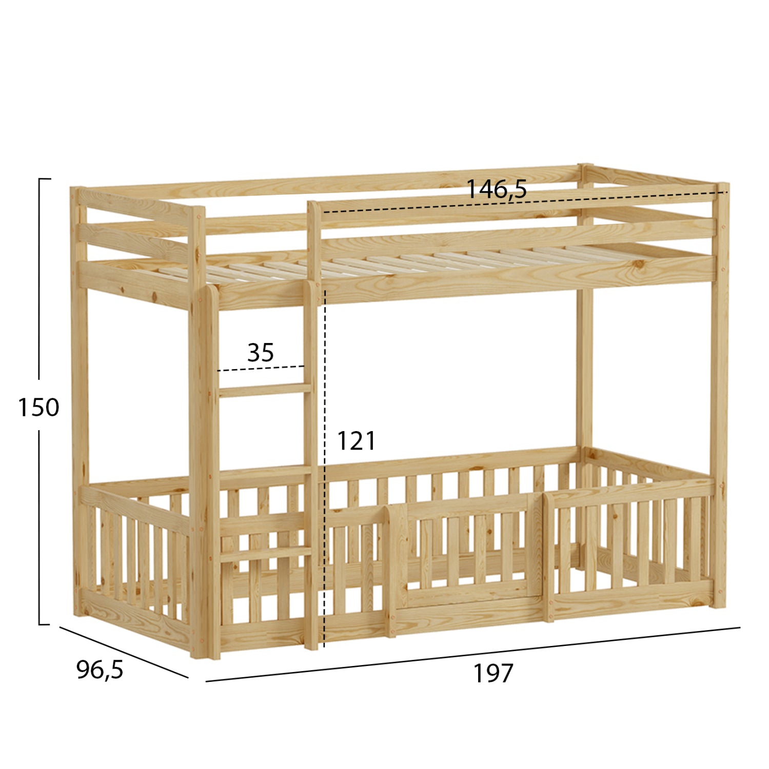 ΠΑΙΔΙΚΗ ΚΟΥΚΕΤΑ τ.MONTESSORI ΜΕ ΠΑΡΚΑΚΙ PLAYKID HM703.01 ΞΥΛΟ ΠΕΥΚΟΥ ΦΥΣΙΚΟ ΓΙΑ 190x90εκ - Pakobazaar