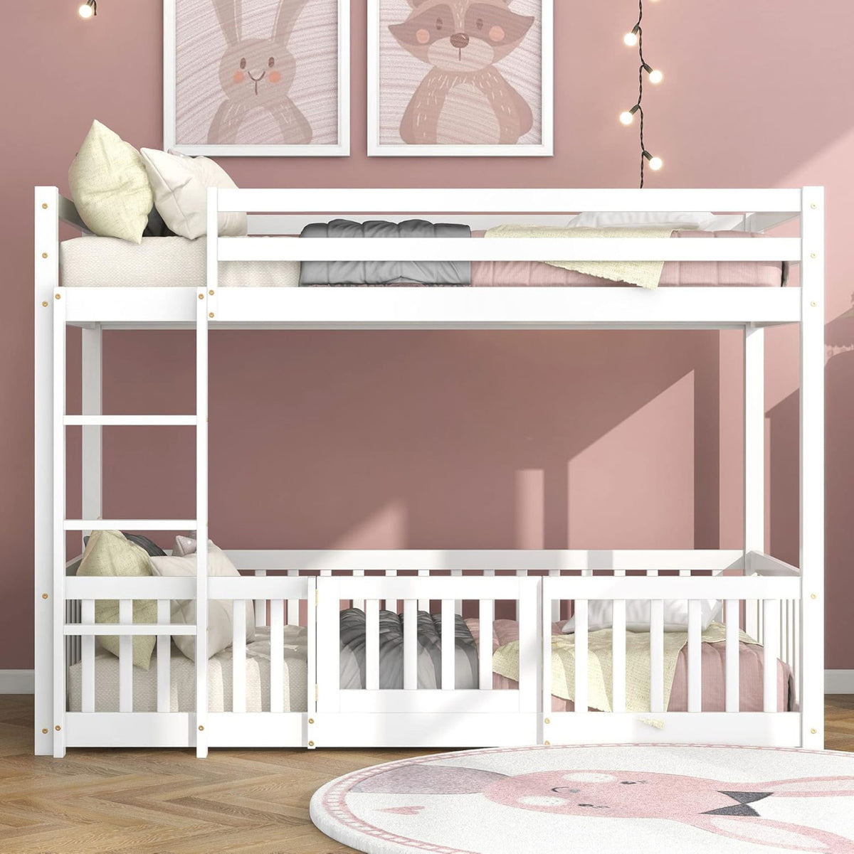 ΠΑΙΔΙΚΗ ΚΟΥΚΕΤΑ τ.MONTESSORI ΜΕ ΠΑΡΚΑΚΙ PLAYKID HM703.03 ΞΥΛΟ ΠΕΥΚΟΥ ΛΕΥΚΟ ΓΙΑ 190x90εκ - Pakobazaar