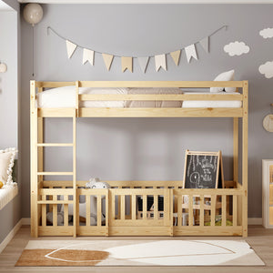 ΠΑΙΔΙΚΗ ΚΟΥΚΕΤΑ τ.MONTESSORI ΜΕ ΠΑΡΚΑΚΙ PLAYKID HM703.01 ΞΥΛΟ ΠΕΥΚΟΥ ΦΥΣΙΚΟ ΓΙΑ 190x90εκ - Pakobazaar