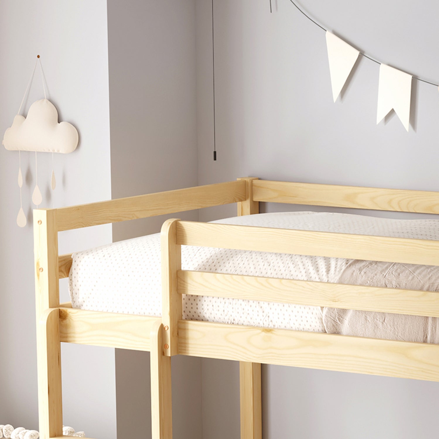 ΠΑΙΔΙΚΗ ΚΟΥΚΕΤΑ τ.MONTESSORI ΜΕ ΠΑΡΚΑΚΙ PLAYKID HM703.01 ΞΥΛΟ ΠΕΥΚΟΥ ΦΥΣΙΚΟ ΓΙΑ 190x90εκ - Pakobazaar