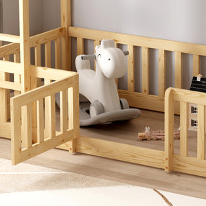 ΠΑΙΔΙΚΗ ΚΟΥΚΕΤΑ τ.MONTESSORI ΜΕ ΠΑΡΚΑΚΙ PLAYKID HM703.01 ΞΥΛΟ ΠΕΥΚΟΥ ΦΥΣΙΚΟ ΓΙΑ 190x90εκ - Pakobazaar