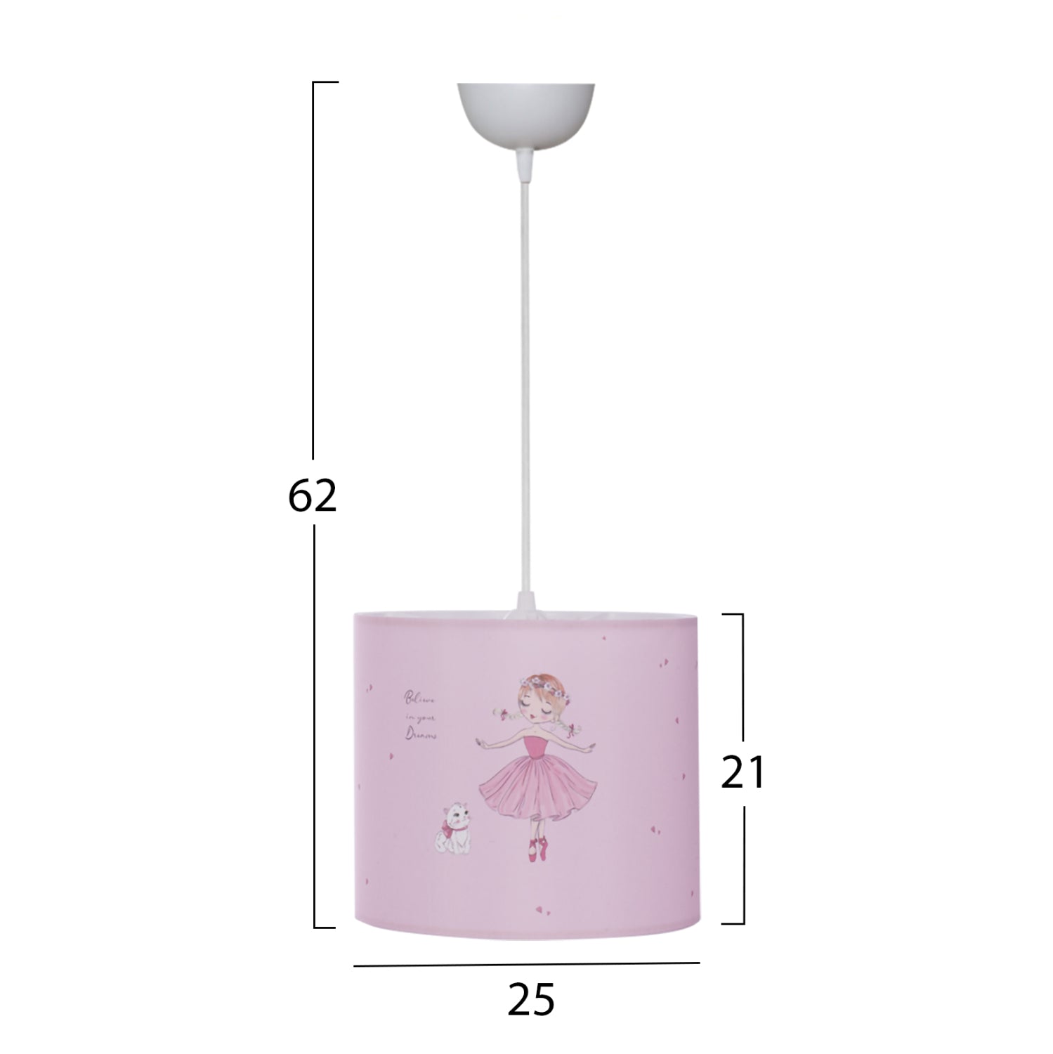 ΠΑΙΔΙΚΟ ΦΩΤΙΣΤΙΚΟ ΟΡΟΦΗΣ ΥΦΑΣΜΑΤΙΝΟ BALLERINA Φ25x21-62 εκ.HM7575.02 - Pakobazaar