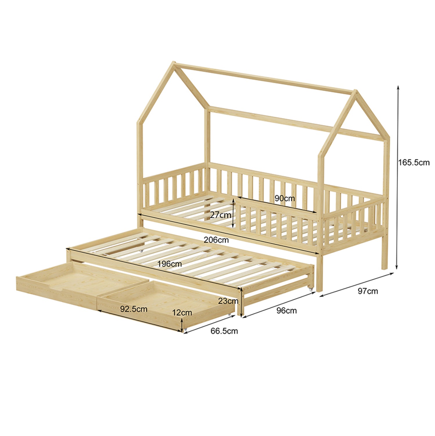 ΠΑΙΔΙΚΟ ΚΡΕΒΑΤΙ 3 ΣΕ 1 PHYLLIS HM723.01 ΞΥΛΟ ΠΕΥΚΟΥ ΦΥΣΙΚΟ 206x97x166Υεκ. - Pakobazaar