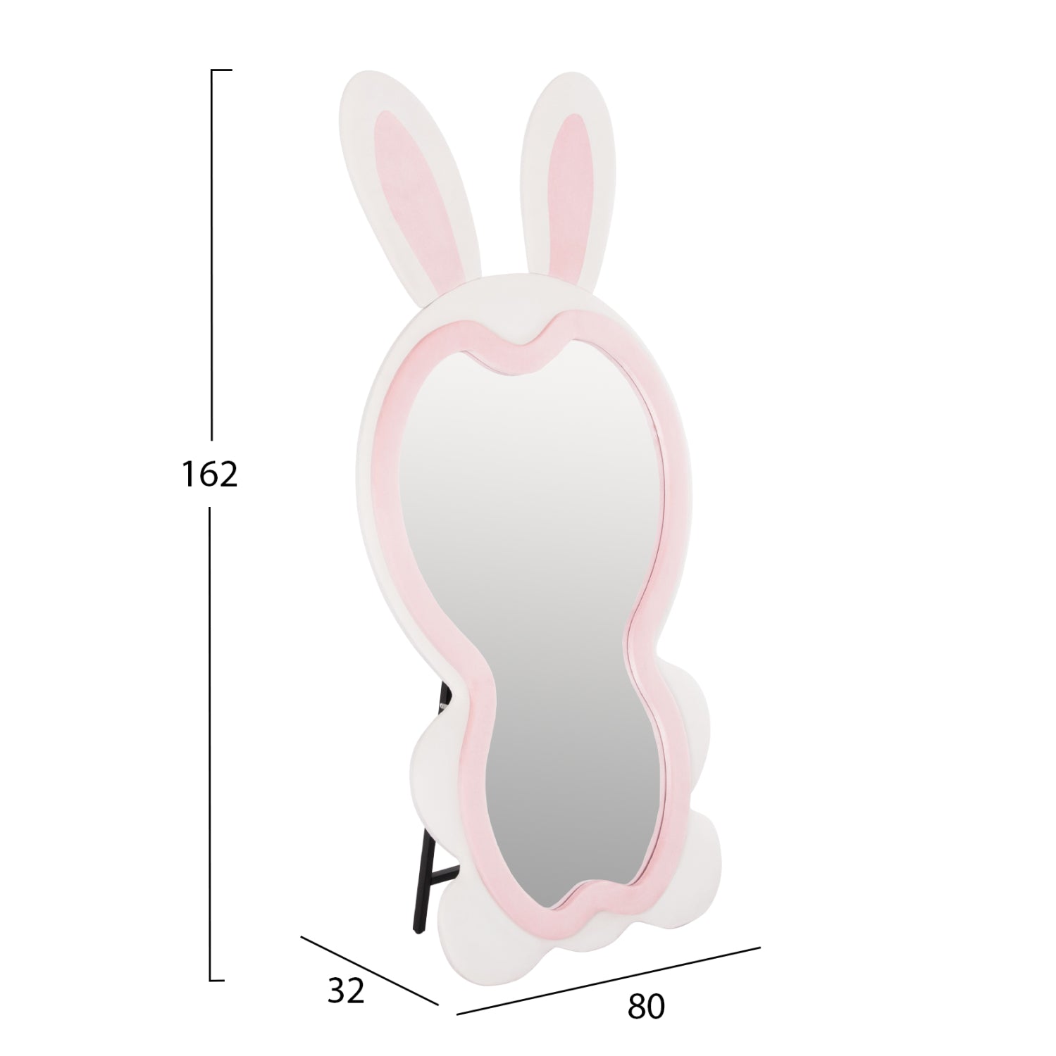 ΠΑΙΔΙΚΟΣ ΚΑΘΡΕΦΤΗΣ ΔΑΠΕΔΟΥ BUNNY HM4489.01 MDF ΡΟΖ & ΛΕΥΚΟ-ΜΑΥΡΟ STAND 80x162Υεκ. - Pakobazaar