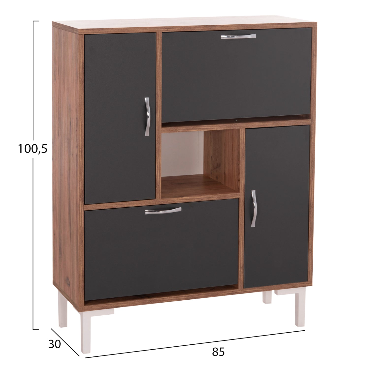 ΠΑΠΟΥΤΣΟΘΗΚΗ MEDY HM18187.02 ΜΕΛΑΜΙΝΗ ΣΕ ΦΥΣΙΚΟ & ΑΝΘΡΑΚΙ-ΜΑΥΡΑ ΠΟΔΙΑ 85x30x108.5Υεκ - Pakobazaar