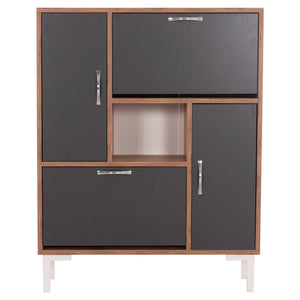 ΠΑΠΟΥΤΣΟΘΗΚΗ MEDY HM18187.02 ΜΕΛΑΜΙΝΗ ΣΕ ΦΥΣΙΚΟ & ΑΝΘΡΑΚΙ-ΜΑΥΡΑ ΠΟΔΙΑ 85x30x108.5Υεκ - Pakobazaar