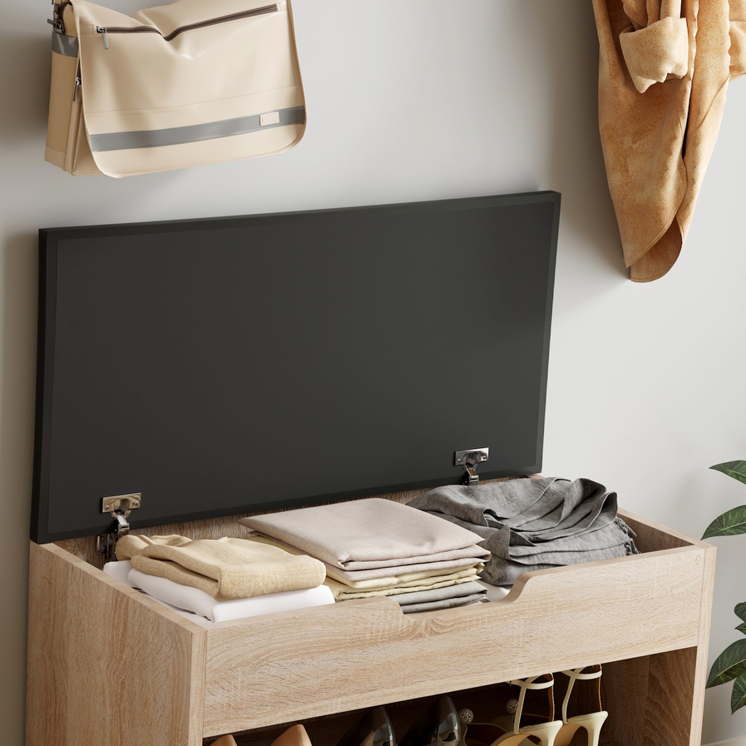 ΠΑΠΟΥΤΣΟΘΗΚΗ ΜΕ ΚΑΘΙΣΜΑ ROMIR HM2477.01 ΜΕΛΑΜΙΝΗ ΣΕ ΣΟΝΑΜΑ-ΚΑΘΙΣΜΑ ΚΑΦΕ 60x30x44Υ - Pakobazaar