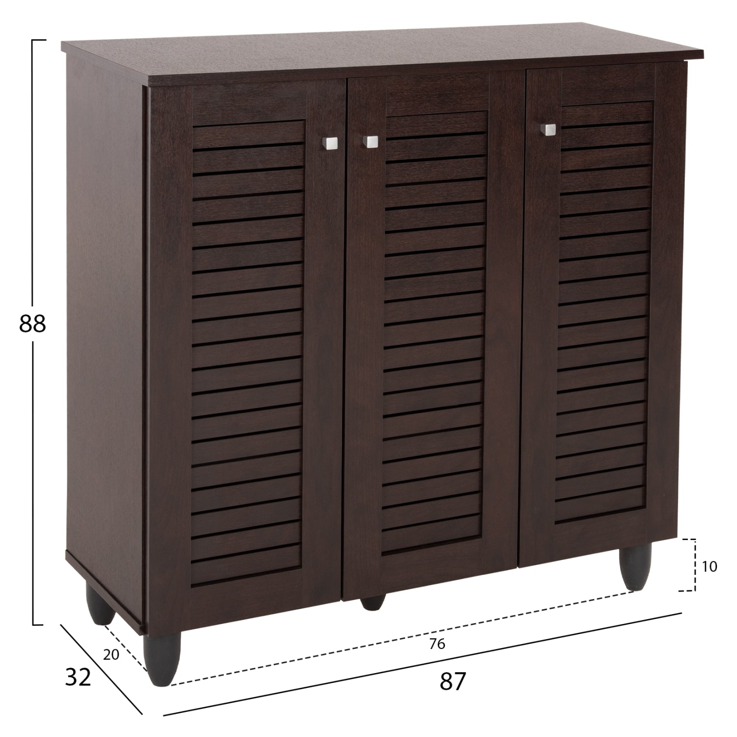 ΠΑΠΟΥΤΣΟΘΗΚΗ-ΝΤΟΥΛΑΠΑ PROLLY HM9609.01 ΜΕΛΑΜΙΝΗ WENGE-3ΠΟΡΤΕΣ-4ΡΑΦΙΑ 87x32x88Υεκ. - Pakobazaar
