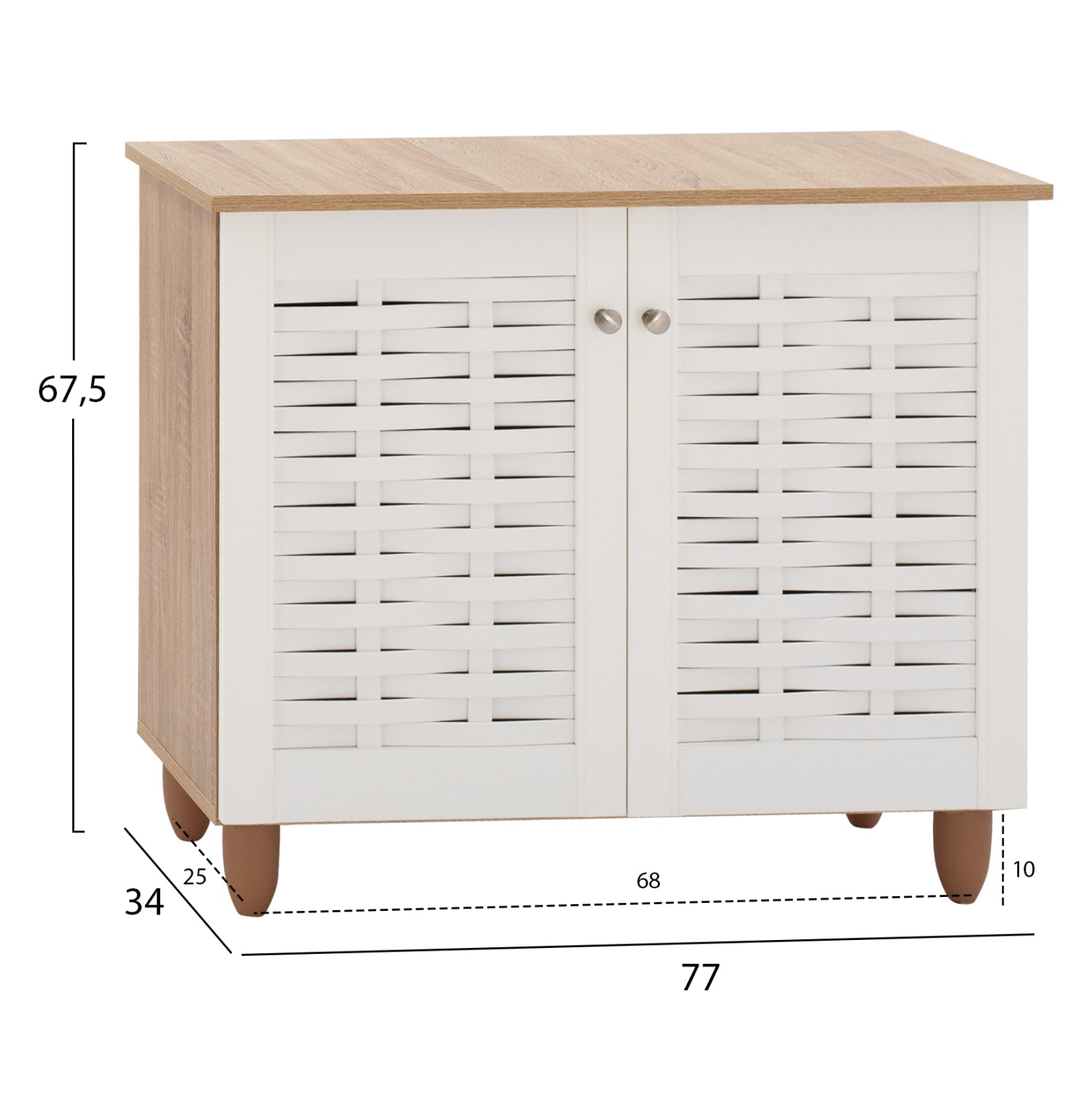 ΠΑΠΟΥΤΣΟΘΗΚΗ-ΝΤΟΥΛΑΠΙ ΞΥΛΙΝΗ HM2208.06 SONAMΑ ΛΕΥΚΗ 77Χ34Χ67,5 εκ. - Pakobazaar