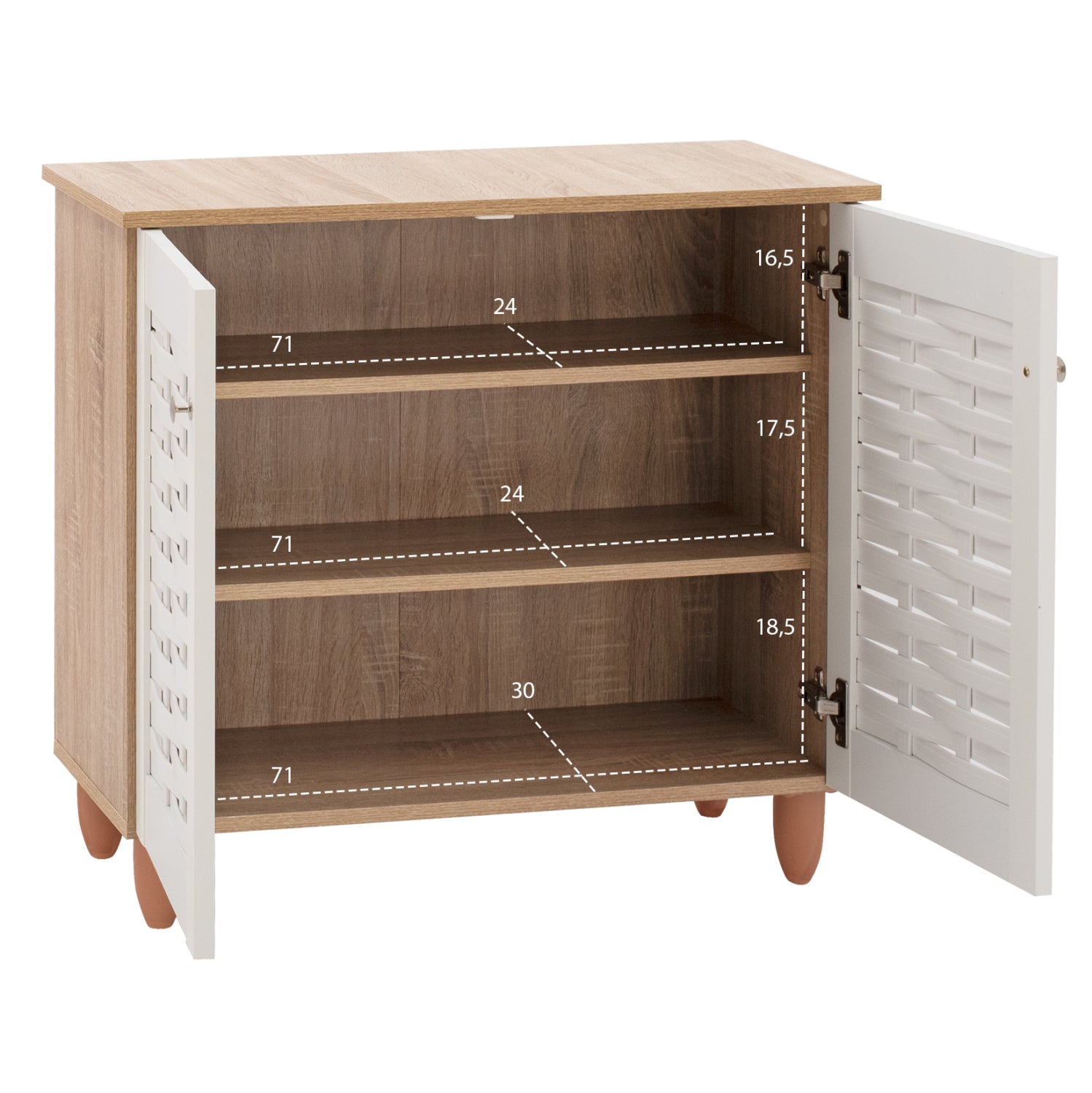 ΠΑΠΟΥΤΣΟΘΗΚΗ-ΝΤΟΥΛΑΠΙ ΞΥΛΙΝΗ HM2208.06 SONAMΑ ΛΕΥΚΗ 77Χ34Χ67,5 εκ. - Pakobazaar