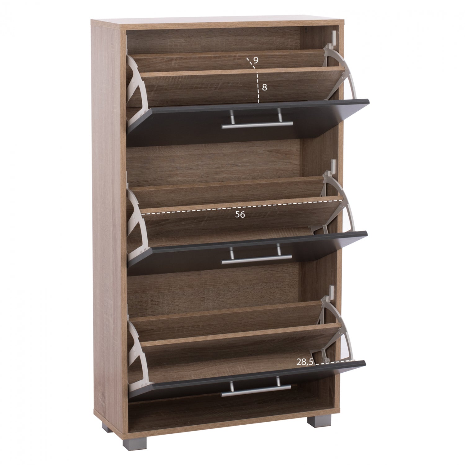 ΠΑΠΟΥΤΣΟΘΗΚΗ ΞΥΛΙΝΗ DAVINA HM2221.04 SONAMA-ΓΚΡΙ 3ΘΕΣΕΩΝ 62Χ24Χ110Υεκ - Pakobazaar