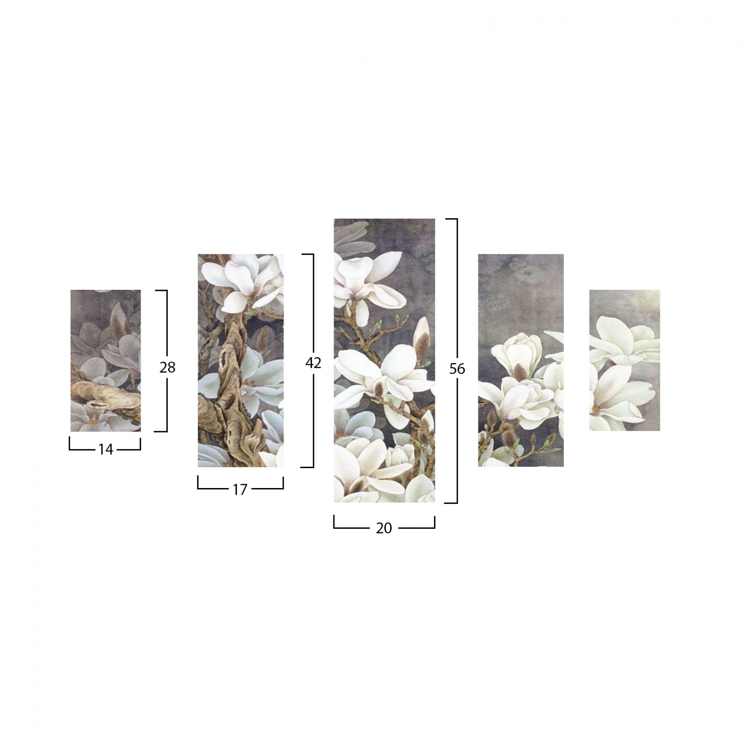 ΠΕΝΤΑΠΤΥΧΟΣ ΠΙΝΑΚΑΣ MDF MAGNOLIA KOBUS HM7207.01 82X56x0,3 εκ. - Pakobazaar