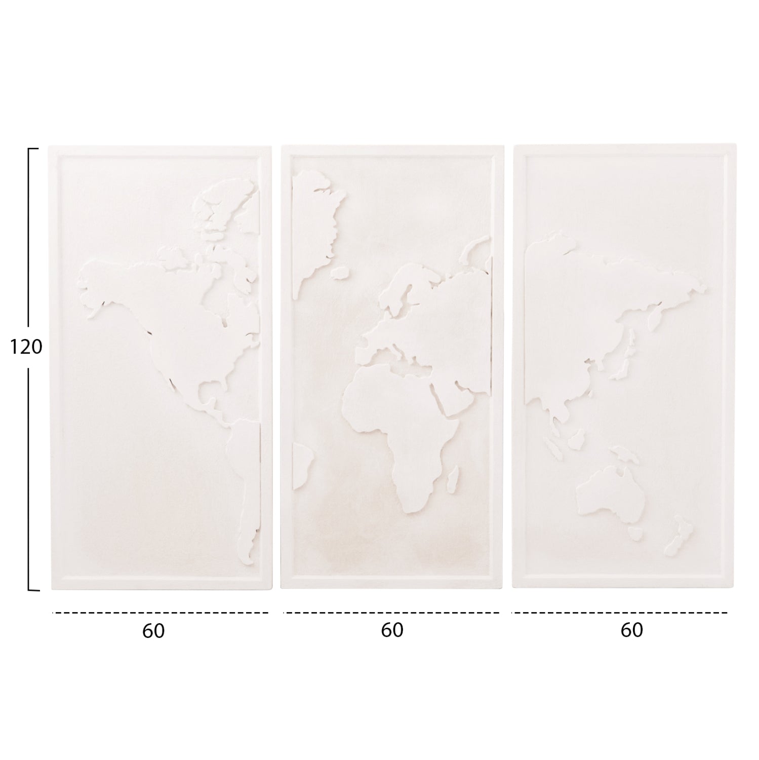 ΠΙΝΑΚΑΣ 3-ΠΤΥΧΟΣ WORLD MAP SANTORINI HM4504 MDF ΣΕ ΥΠΟΛΕΥΚΟ ΧΡΩΜΑ 180x4(πάχος)x120Υεκ. - Pakobazaar