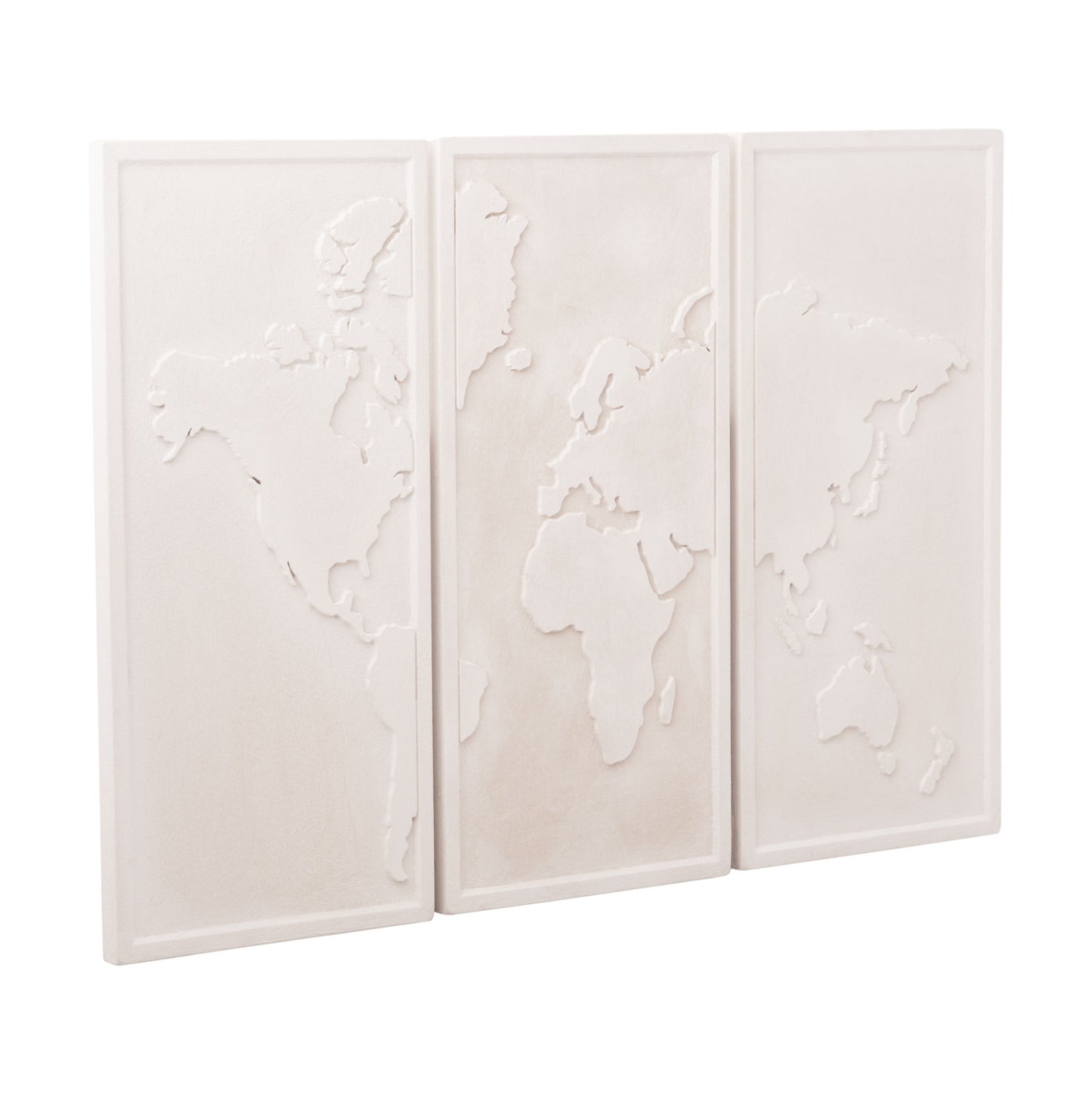 ΠΙΝΑΚΑΣ 3-ΠΤΥΧΟΣ WORLD MAP SANTORINI HM4504 MDF ΣΕ ΥΠΟΛΕΥΚΟ ΧΡΩΜΑ 180x4(πάχος)x120Υεκ. - Pakobazaar