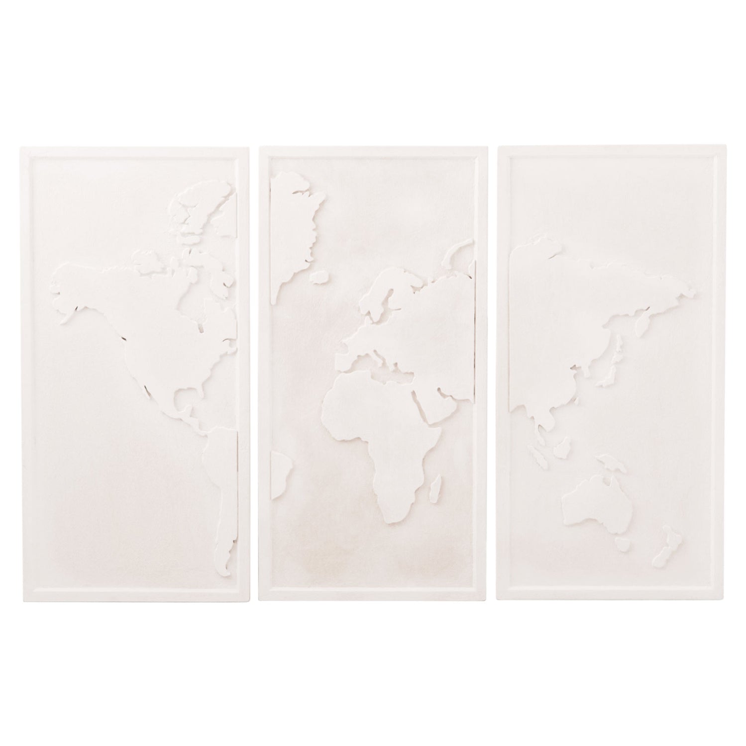 ΠΙΝΑΚΑΣ 3-ΠΤΥΧΟΣ WORLD MAP SANTORINI HM4504 MDF ΣΕ ΥΠΟΛΕΥΚΟ ΧΡΩΜΑ 180x4(πάχος)x120Υεκ. - Pakobazaar