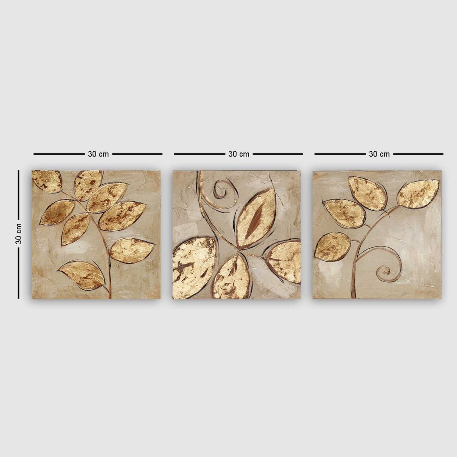 ΠΙΝΑΚΑΣ ΚΑΜΒΑΣ ΤΡΙΠΤΥΧΟ GOLDEN LEAVES HM7327 90Χ3Χ30 εκ. - Pakobazaar