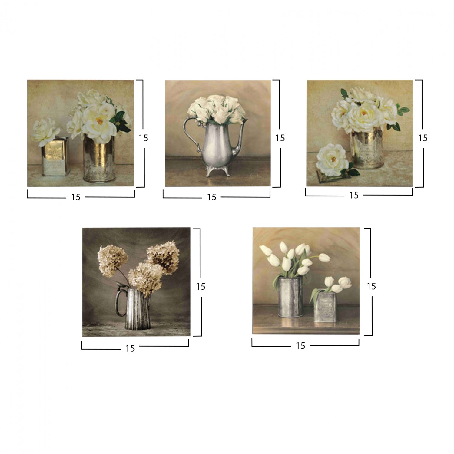 ΠΙΝΑΚΑΣ ΠΕΝΤΑΠΤΥΧΟ MDF ROMANTIC FLOWERS HM7205.02 75X0,3X15 εκ. - Pakobazaar