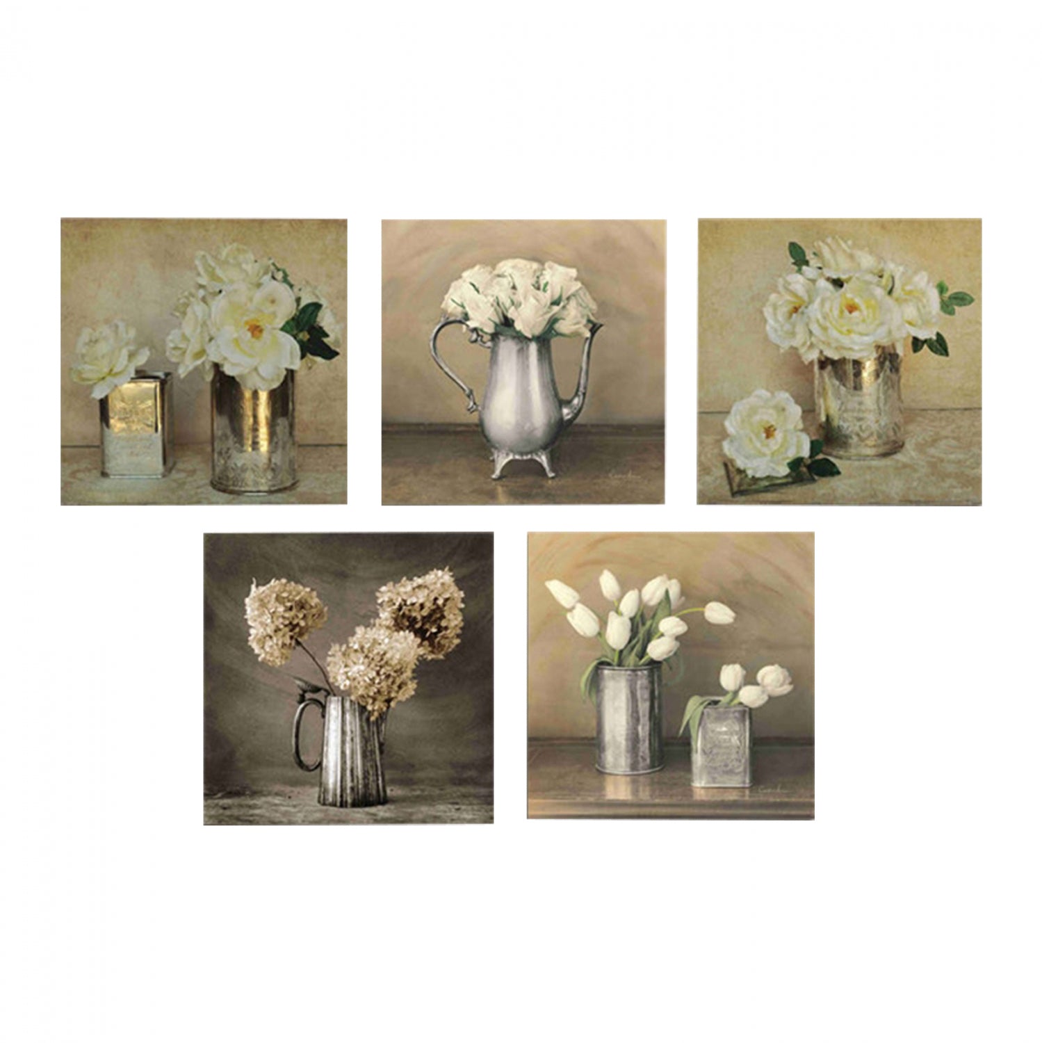 ΠΙΝΑΚΑΣ ΠΕΝΤΑΠΤΥΧΟ MDF ROMANTIC FLOWERS HM7205.02 75X0,3X15 εκ. - Pakobazaar