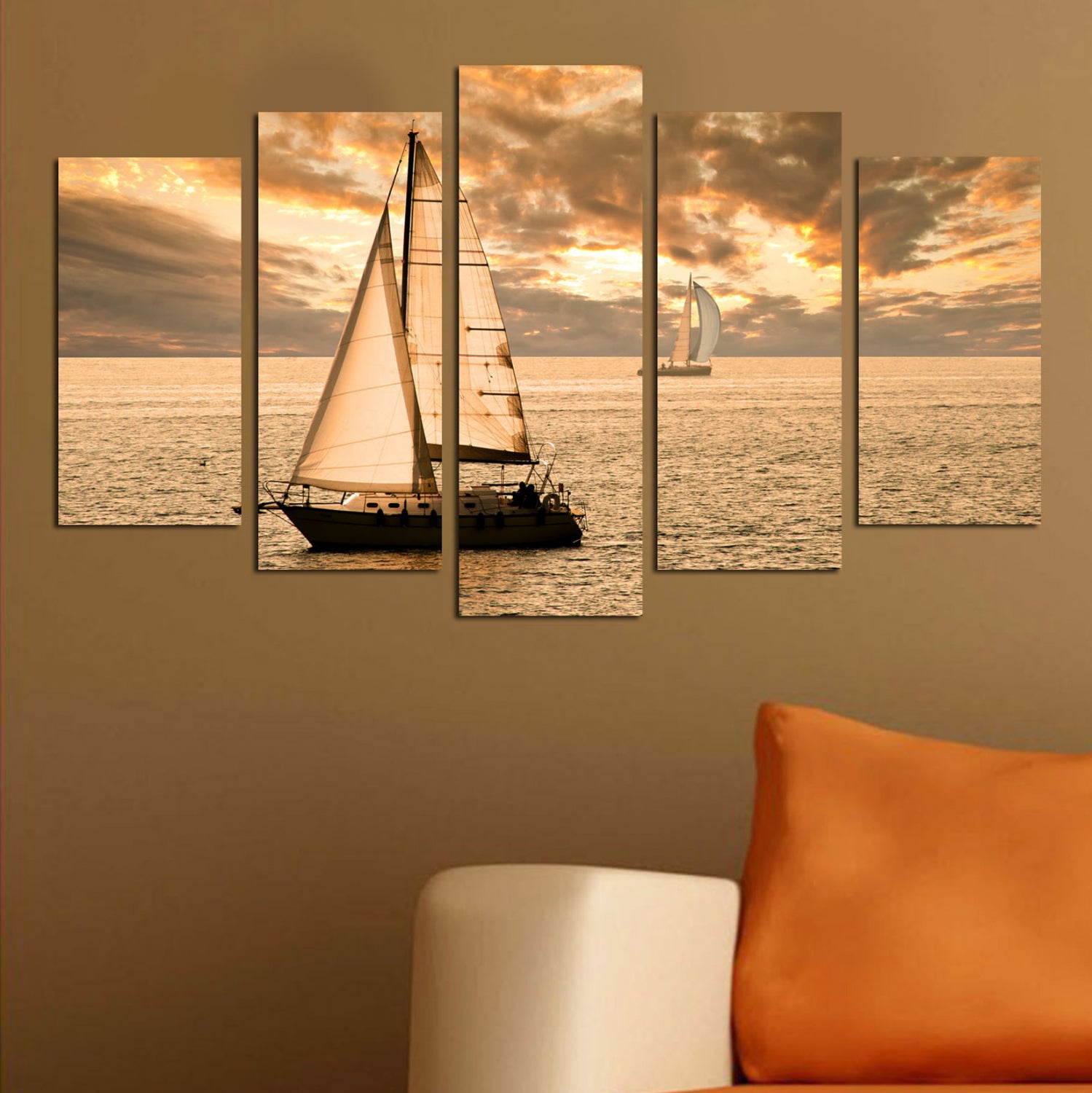 ΠΙΝΑΚΑΣ ΠΕΝΤΑΠΤΥΧΟ MDF SUNSET SAILING HM7206.01 100X0,3X60 εκ. - Pakobazaar