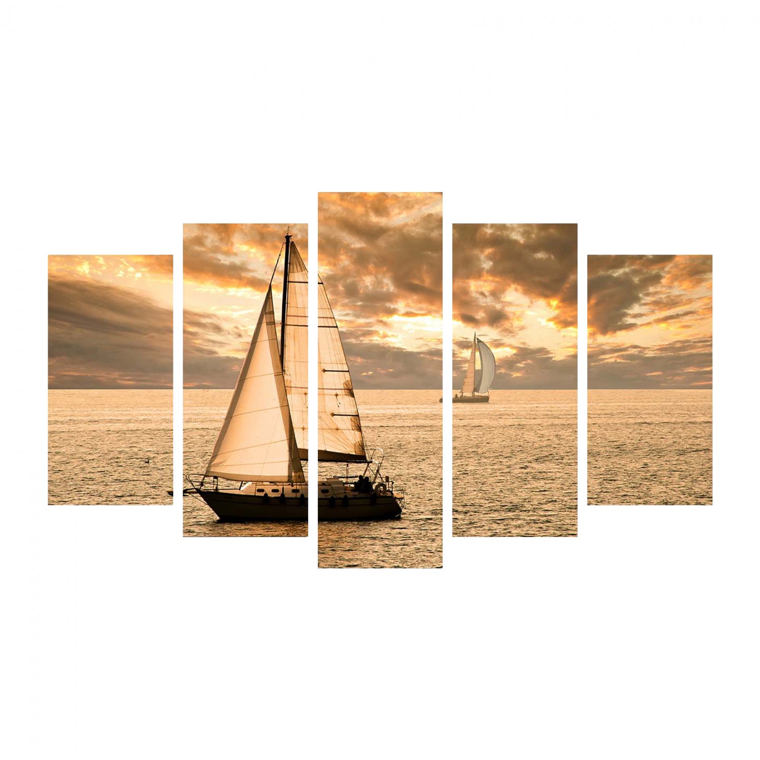 ΠΙΝΑΚΑΣ ΠΕΝΤΑΠΤΥΧΟ MDF SUNSET SAILING HM7206.01 100X0,3X60 εκ. - Pakobazaar