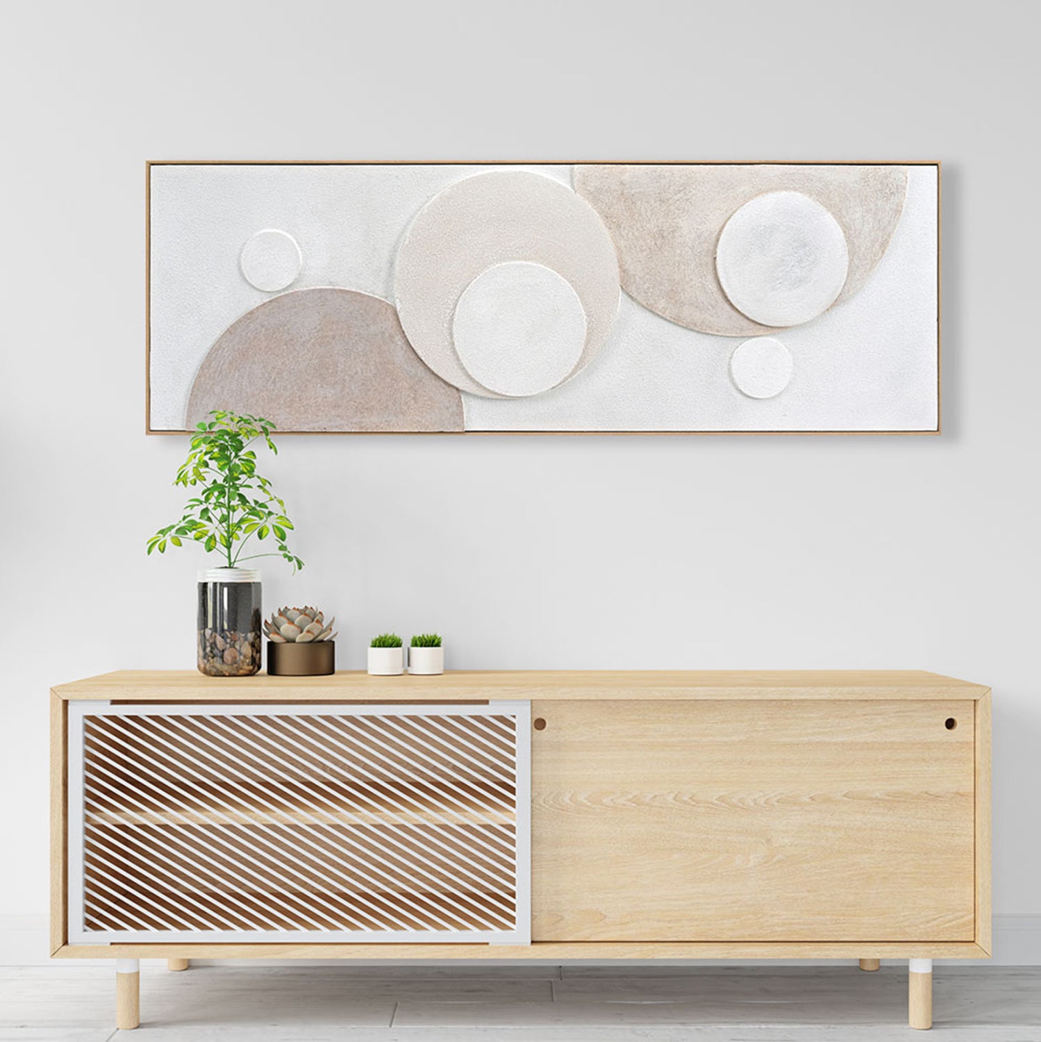 ΠΙΝΑΚΑΣ ΤΟΙΧΟΥ 3D SWIRL HM4573 ΜΕ ΚΟΡΝΙΖΑ ΜΠΕΖ-ΧΕΙΡΟΠΟΙΗΤΟΙ ΚΥΚΛΟΙ 152x5Χ52Υεκ. - Pakobazaar