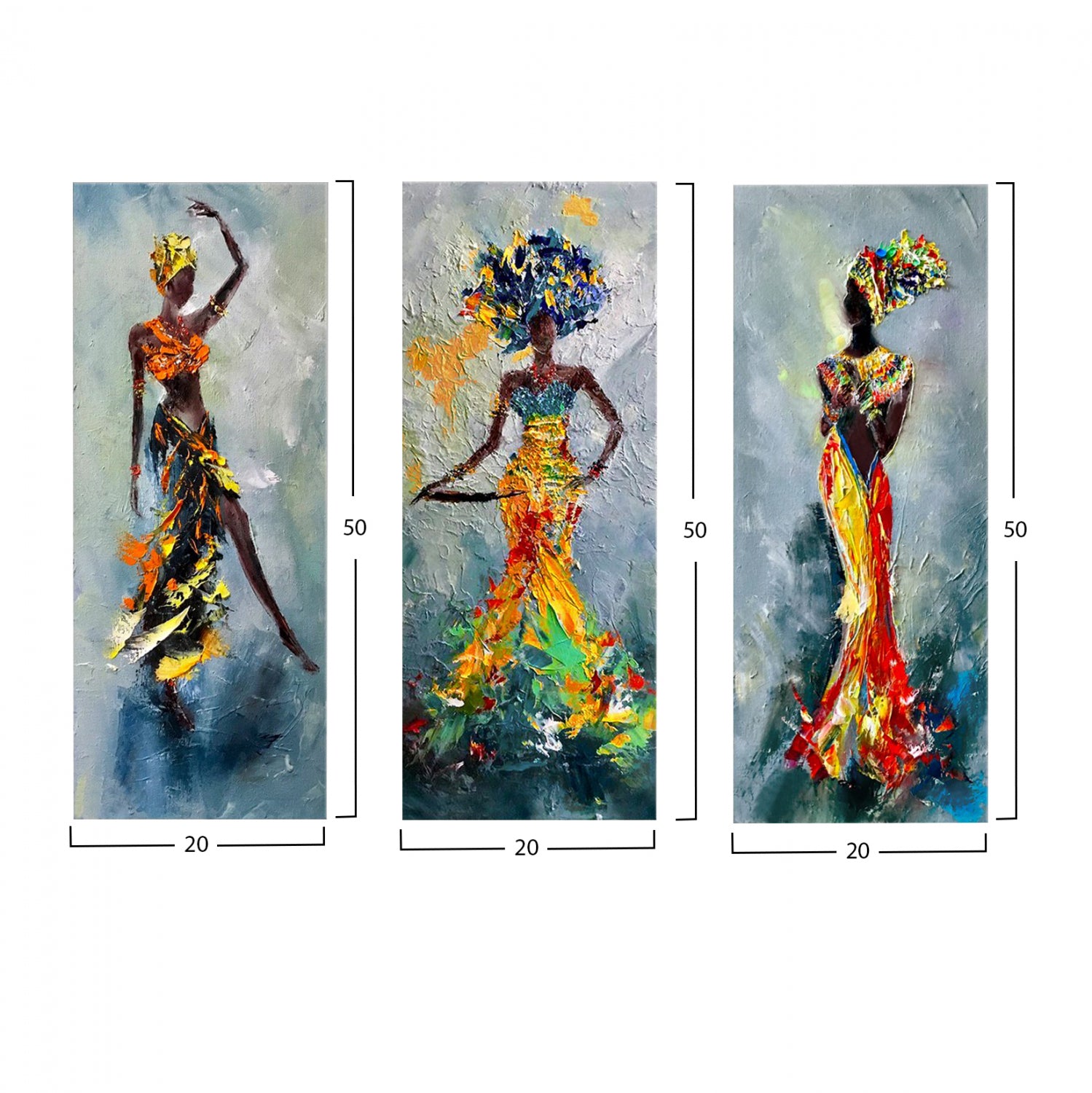 ΠΙΝΑΚΑΣ ΤΡΙΠΤΥΧΟ MDF AFRICAN GIRL IN COLORFUL DRESS HM7204.02 60X0,3X50 εκ. - Pakobazaar
