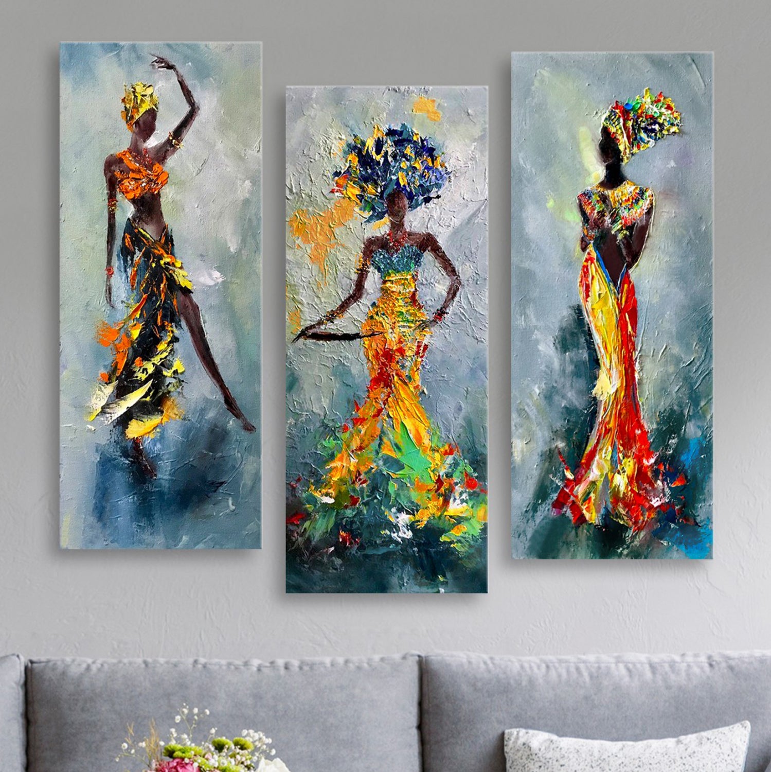 ΠΙΝΑΚΑΣ ΤΡΙΠΤΥΧΟ MDF AFRICAN GIRL IN COLORFUL DRESS HM7204.02 60X0,3X50 εκ. - Pakobazaar