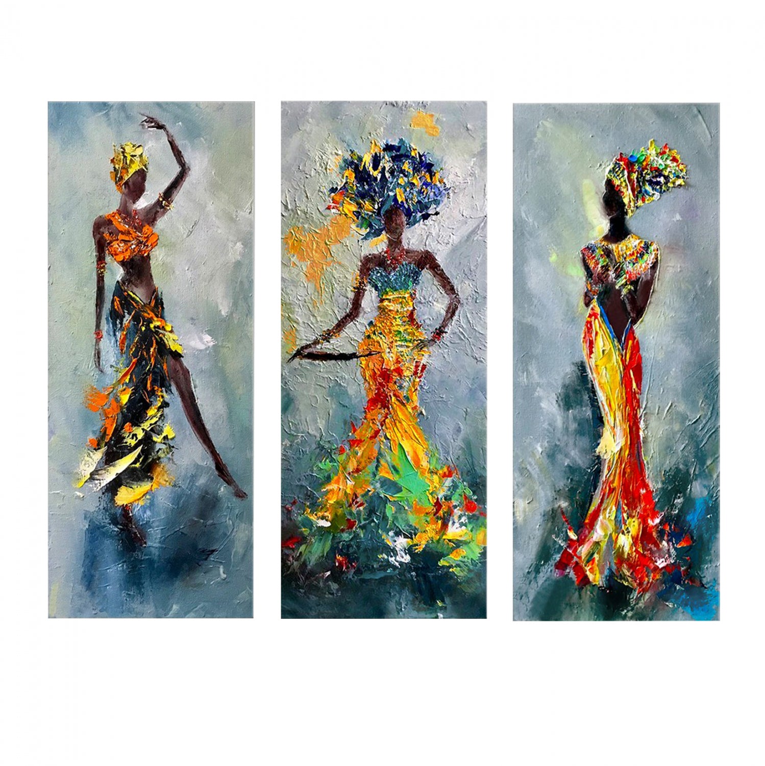 ΠΙΝΑΚΑΣ ΤΡΙΠΤΥΧΟ MDF AFRICAN GIRL IN COLORFUL DRESS HM7204.02 60X0,3X50 εκ. - Pakobazaar