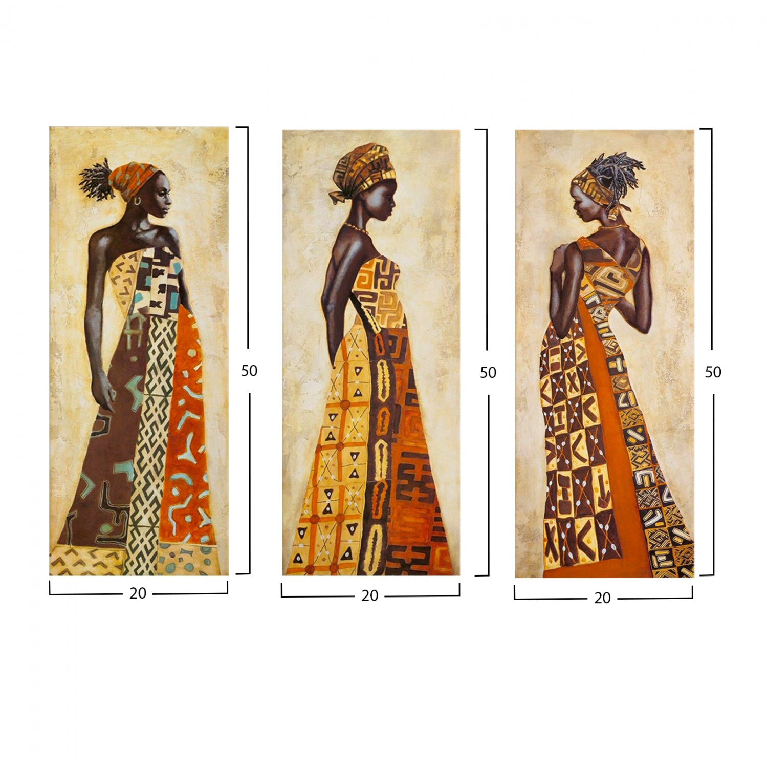 ΠΙΝΑΚΑΣ ΤΡΙΠΤΥΧΟ MDF AFRICAN STYLE WOMEN HM7204.03 60X0,3X50 εκ. - Pakobazaar