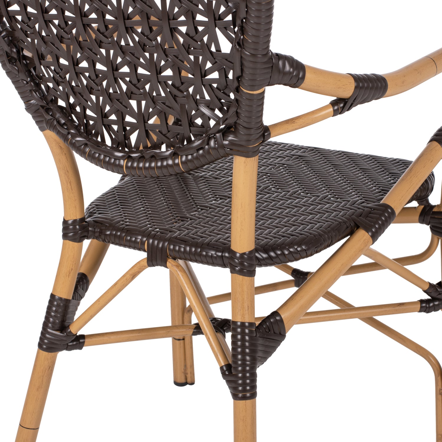 ΠΟΛΥΘΡΟΝΑ ΑΛΟΥΜΙΝΙΟΥ BAMBOO LOOK ΚΑΦΕ ΚΑΙ ΚΑΦΕ PE RATTAN HM5926.01 56x62x95Yεκ. - Pakobazaar
