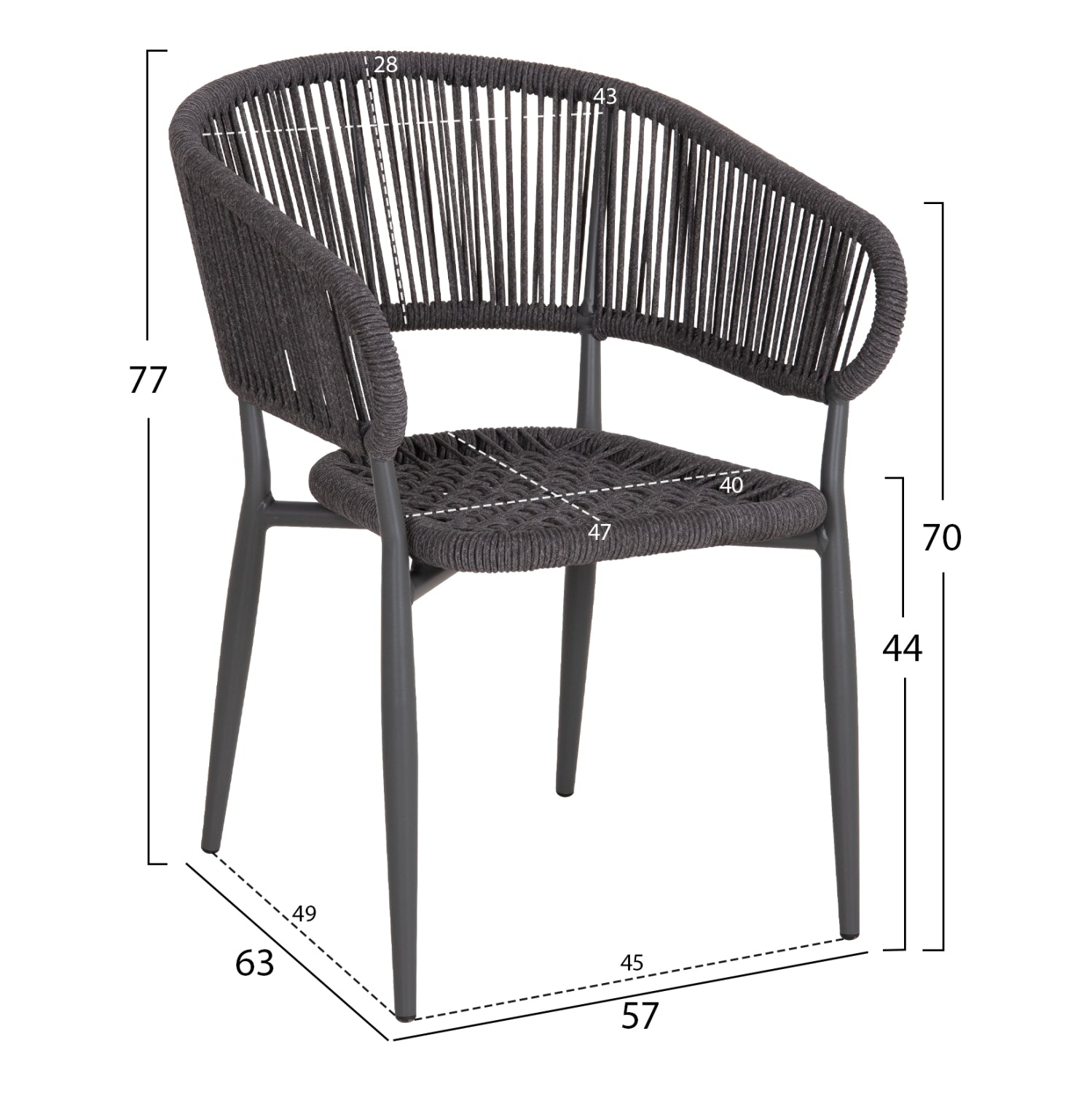 ΠΟΛΥΘΡΟΝΑ ΑΛΟΥΜΙΝΙΟΥ EULO HM5783.21 ΓΚΡΙ-ΤWISTED RATTAN ΓΚΡΙ 57x63x77Υεκ. - Pakobazaar
