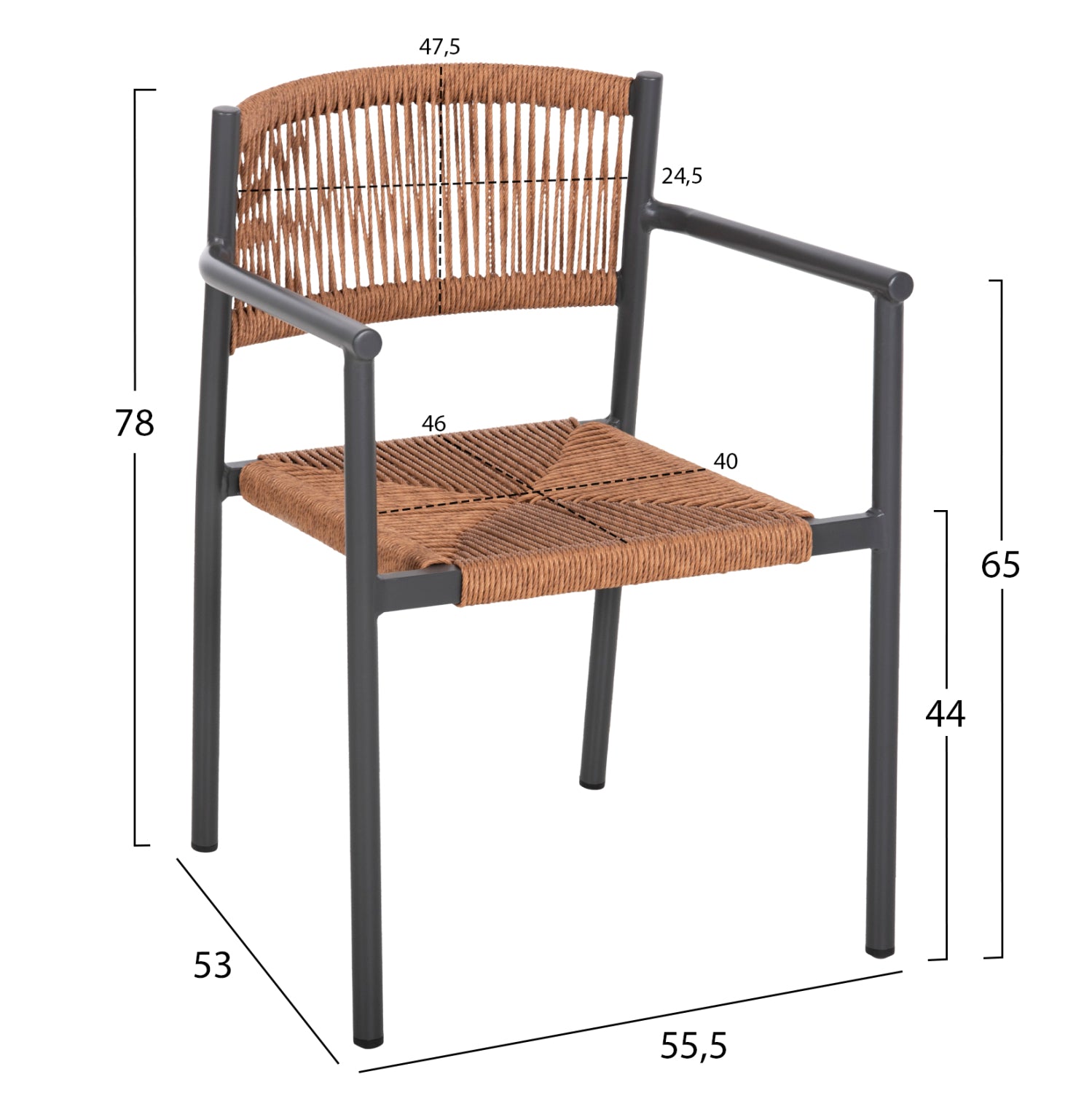 ΠΟΛΥΘΡΟΝΑ ΑΛΟΥΜΙΝΙΟΥ STER HM5786.12 ΑΝΘΡΑΚΙ-ΣΥΝΘ.RATTAN ΜΠΕΖ 55,5x53x78Υεκ. - Pakobazaar